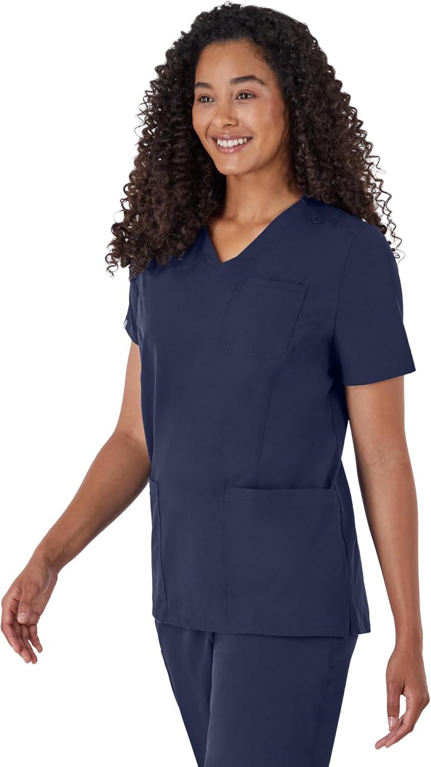 imageHanes Womens Scrubs Healthcare Top MoistureWicking Stretch Scrub Shirts Ribbed Back Panel