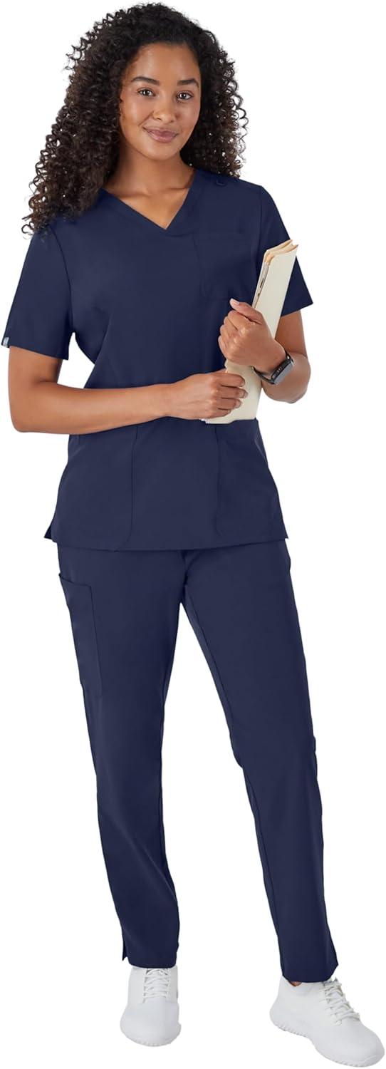 imageHanes Womens Scrubs Healthcare Top MoistureWicking Stretch Scrub Shirts Ribbed Back Panel