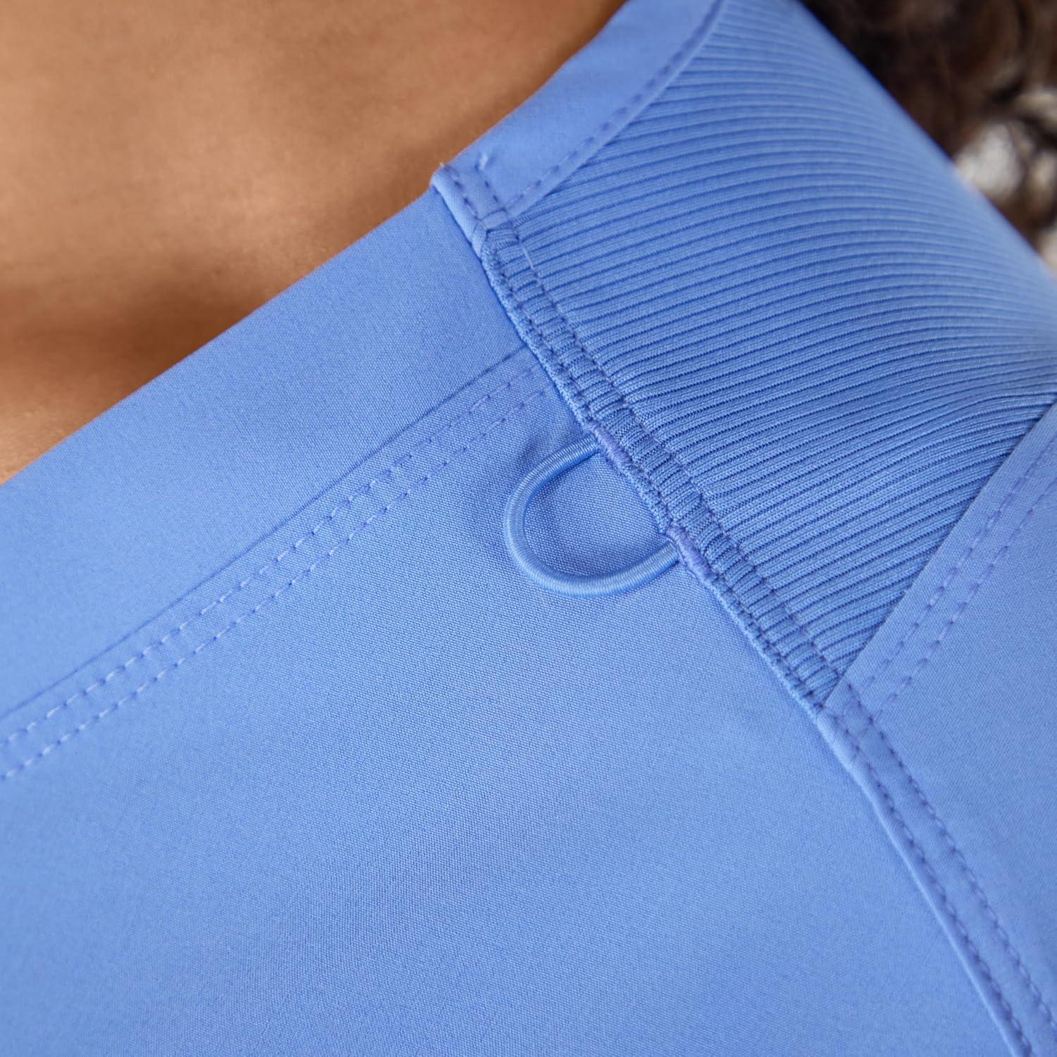 imageHanes Womens Scrubs Healthcare Top MoistureWicking Stretch Scrub Shirts Ribbed Back PanelCeil Blue 2