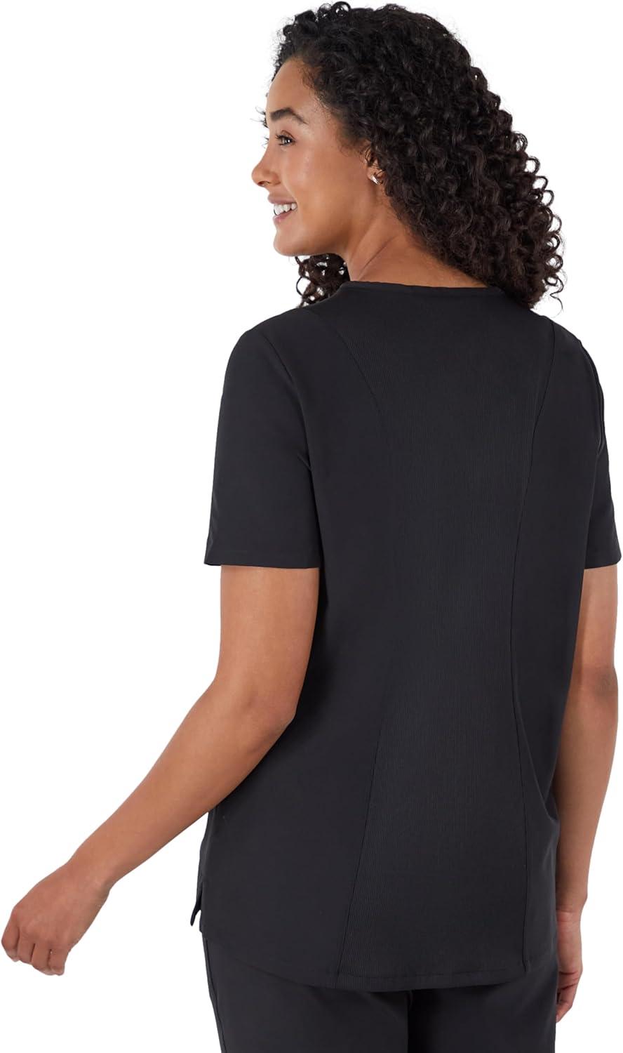 imageHanes Womens Scrubs Healthcare Top MoistureWicking Stretch Scrub Shirts Ribbed Back PanelNew Ebony