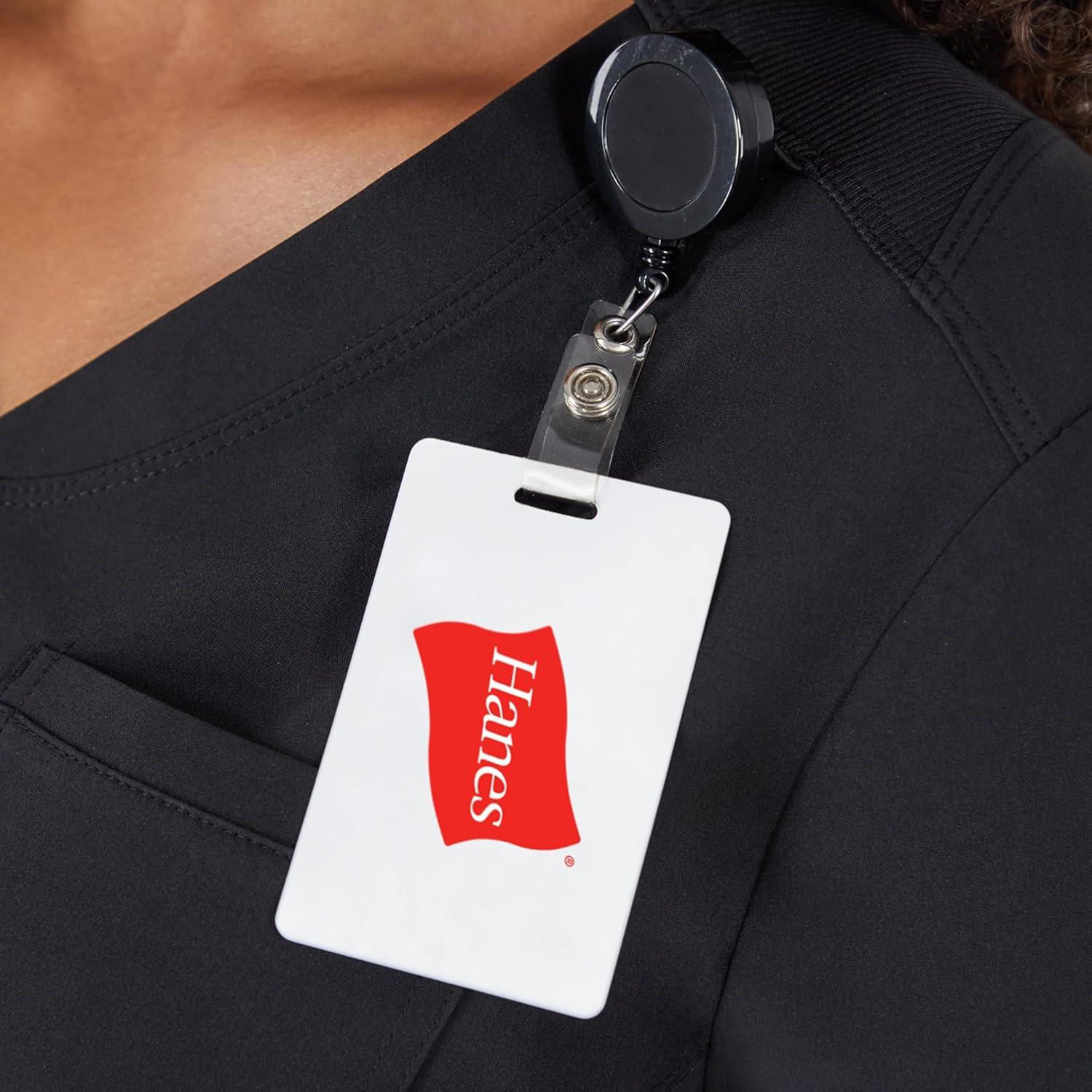 imageHanes Womens Scrubs Healthcare Top MoistureWicking Stretch Scrub Shirts Ribbed Back PanelNew Ebony