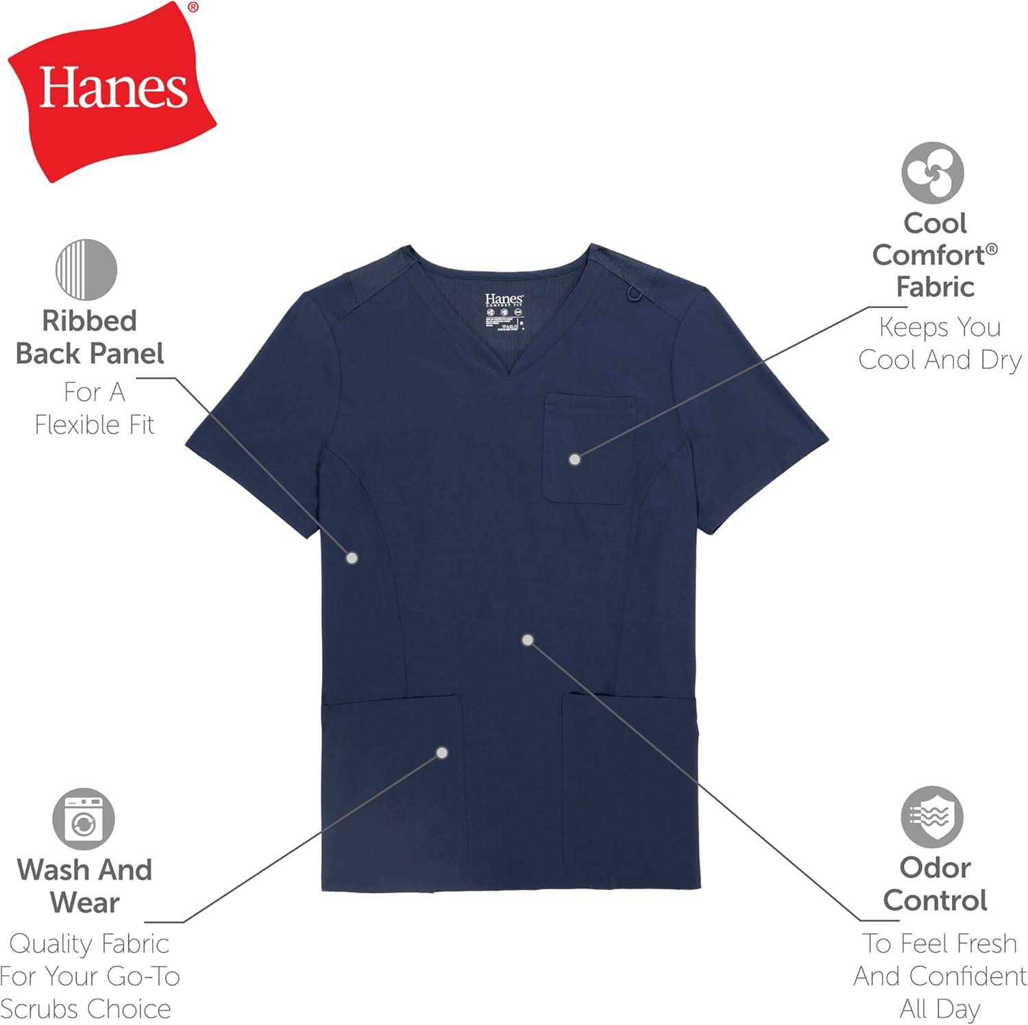 imageHanes Womens Scrubs Healthcare Top MoistureWicking Stretch Scrub Shirts Ribbed Back PanelRoyal Blue