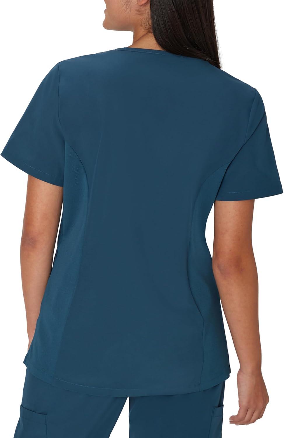 imageHanes Womens Scrubs Healthcare Top MoistureWicking Stretch Scrub Shirts Ribbed Side PanelsCaribbean Blue