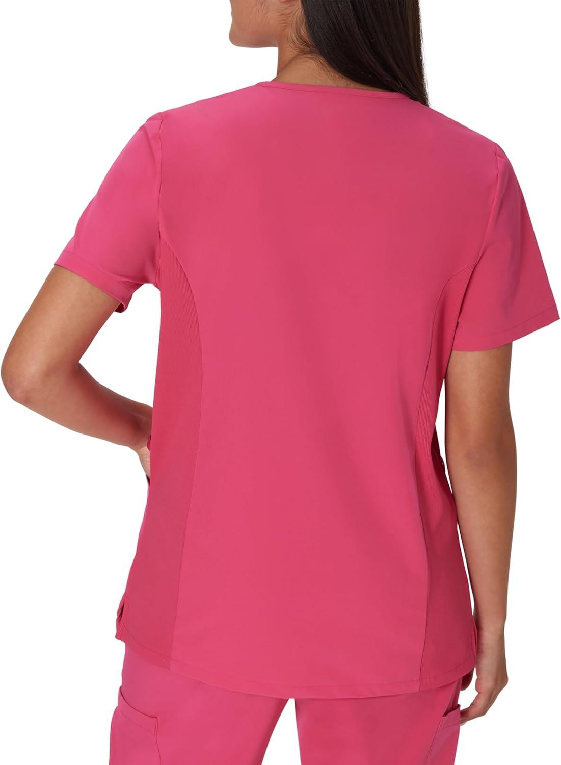 imageHanes Womens Scrubs Healthcare Top MoistureWicking Stretch Scrub Shirts Ribbed Side PanelsFuchsia Pink