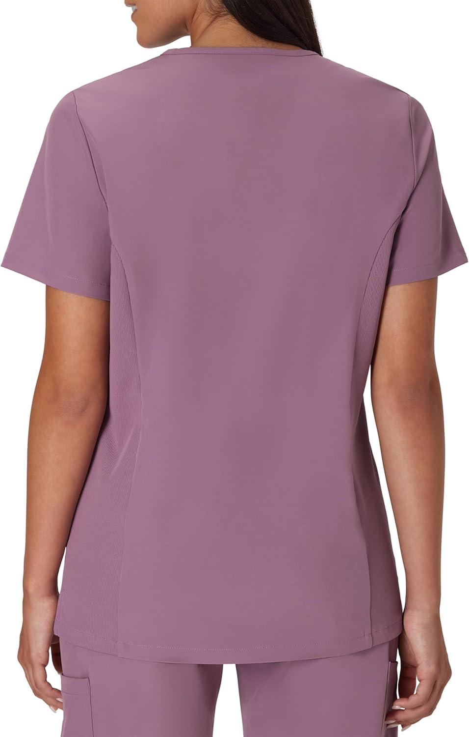 imageHanes Womens Scrubs Healthcare Top MoistureWicking Stretch Scrub Shirts Ribbed Side PanelsPurple Mauve