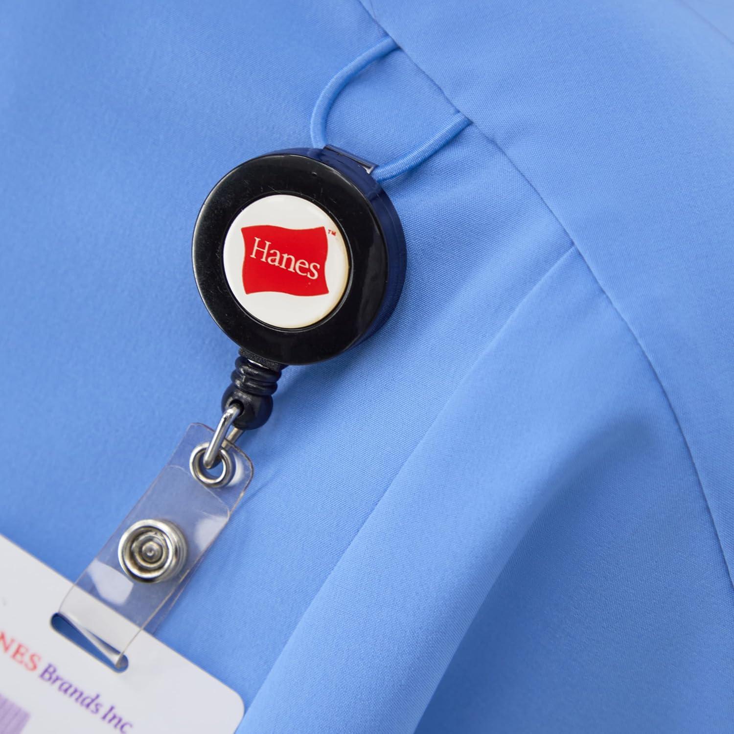 imageHanes Womens Scrubs Healthcare Top with Mandarin Collar MoistureWicking Stretch Scrub ShirtCiel Blue 2