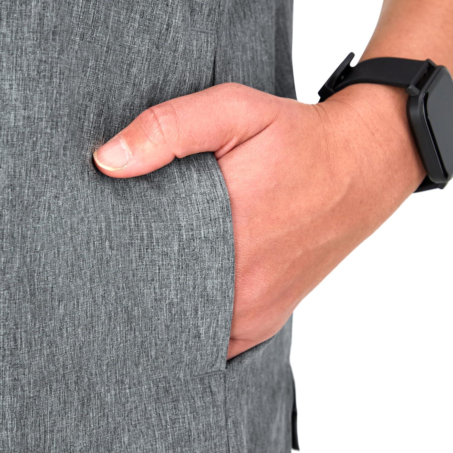 imageHanes Womens Scrubs Healthcare Top with Mandarin Collar MoistureWicking Stretch Scrub ShirtEbony Heather