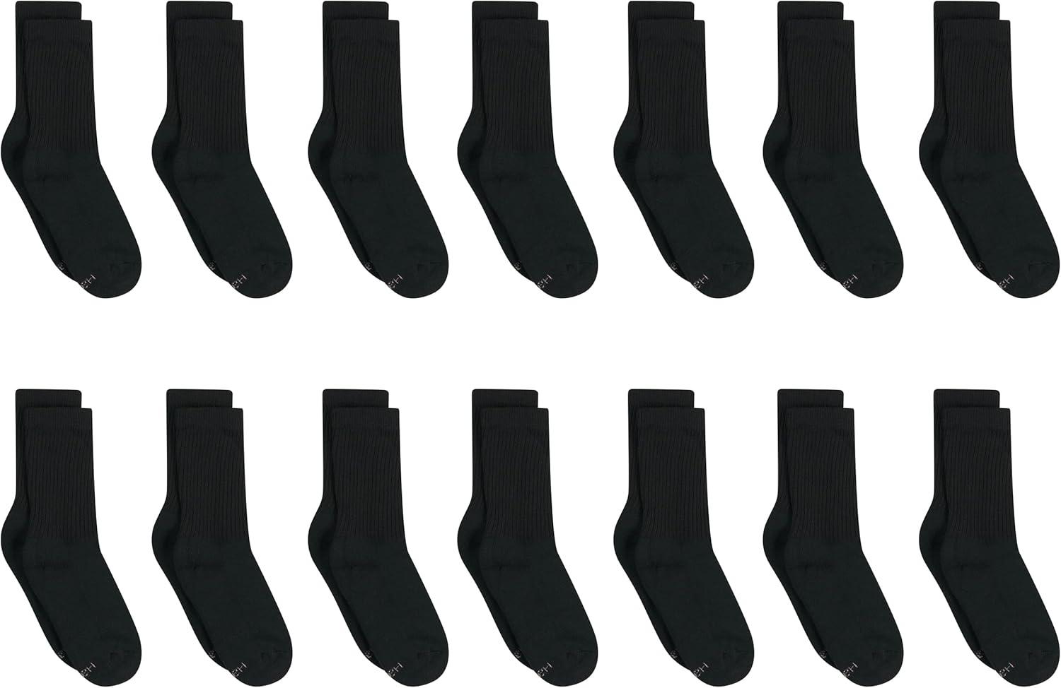 imageHanes Womens Socks MoistureWicking Crew or Ankle Socks for Women 14PackBlack 14 Pack