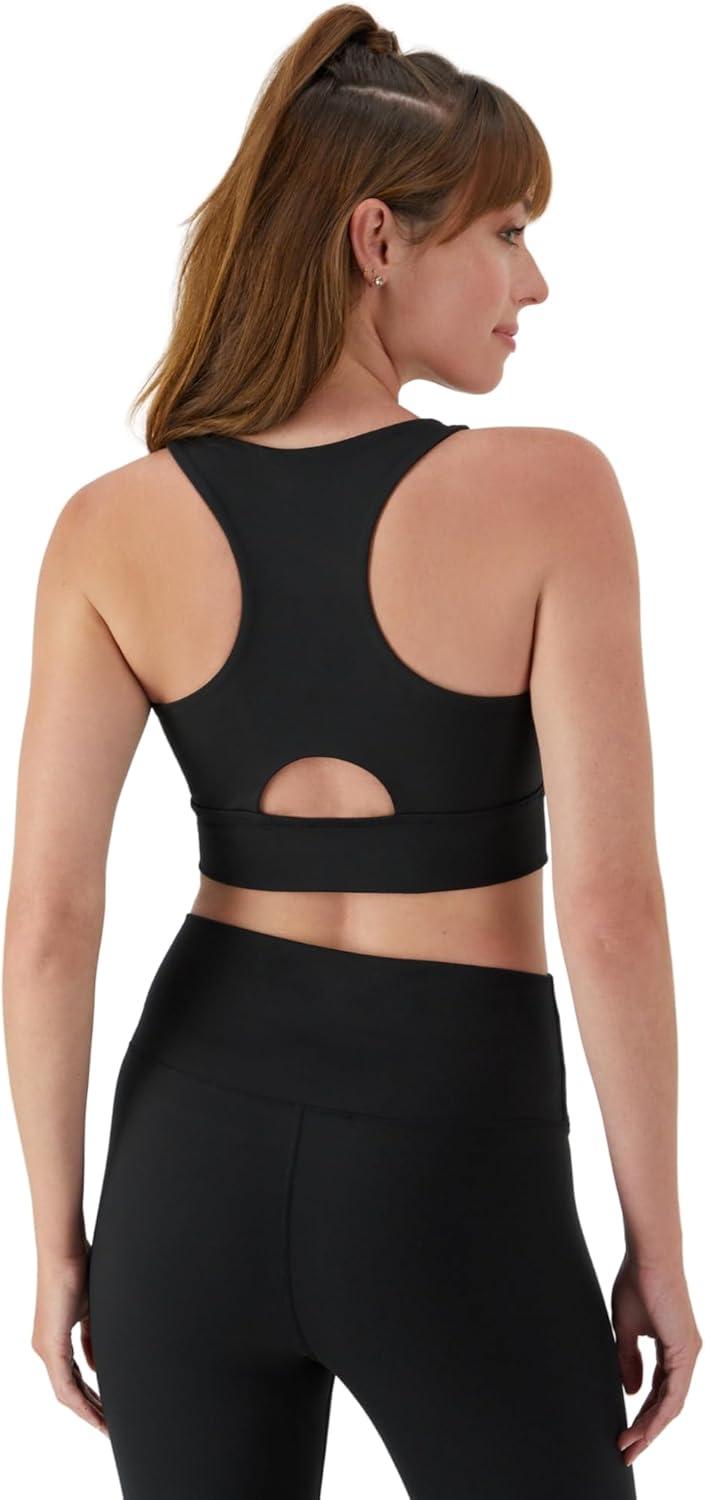 imageHanes Womens Sports Bra Moves Racerback Crop Top Yoga Bras for Women Stretch Sports Crop Top with Cutout WickingBlack