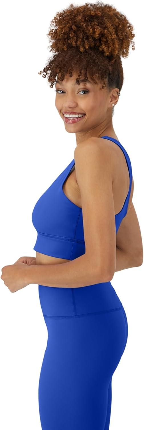 imageHanes Womens Sports Bra Moves Racerback Crop Top Yoga Bras for Women Stretch Sports Crop Top with Cutout WickingDeep Royal