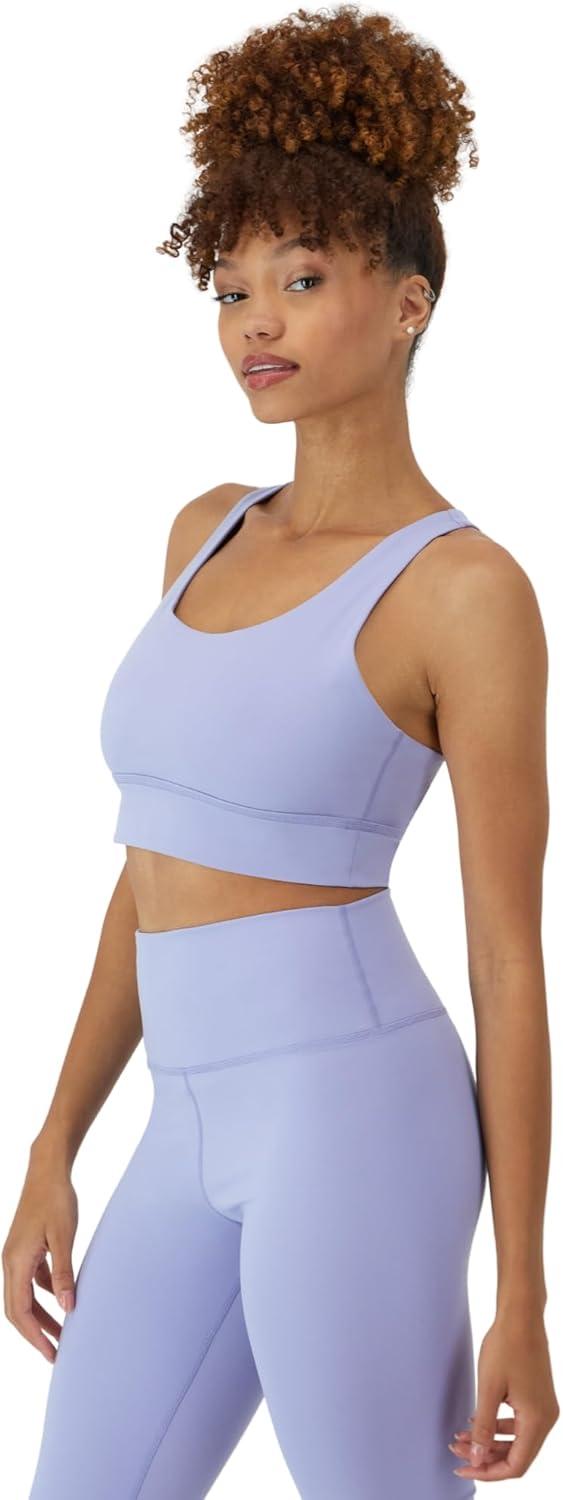 imageHanes Womens Sports Bra Moves Racerback Crop Top Yoga Bras for Women Stretch Sports Crop Top with Cutout WickingPeri Blue