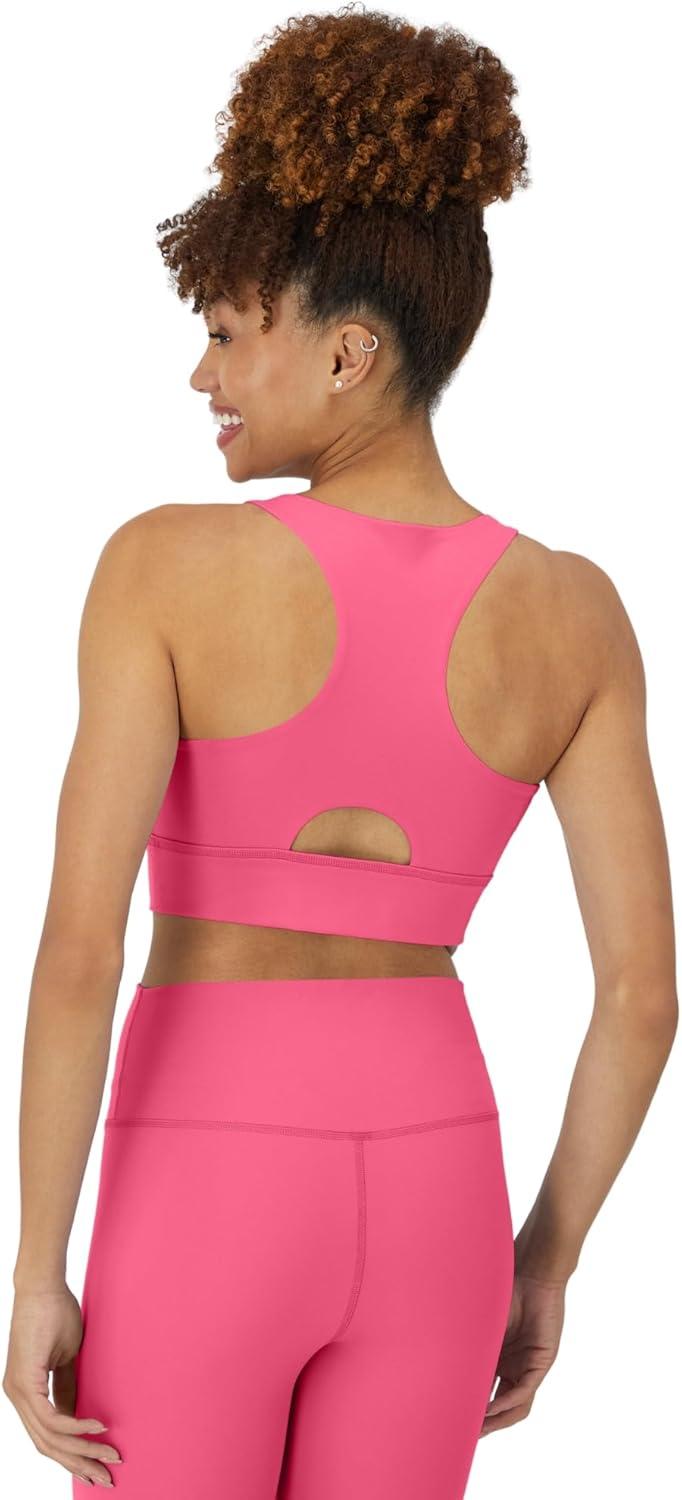 imageHanes Womens Sports Bra Moves Racerback Crop Top Yoga Bras for Women Stretch Sports Crop Top with Cutout WickingPink Pedestal