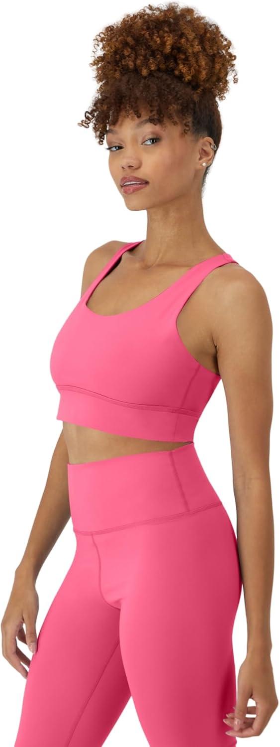 imageHanes Womens Sports Bra Moves Racerback Crop Top Yoga Bras for Women Stretch Sports Crop Top with Cutout WickingPink Pedestal
