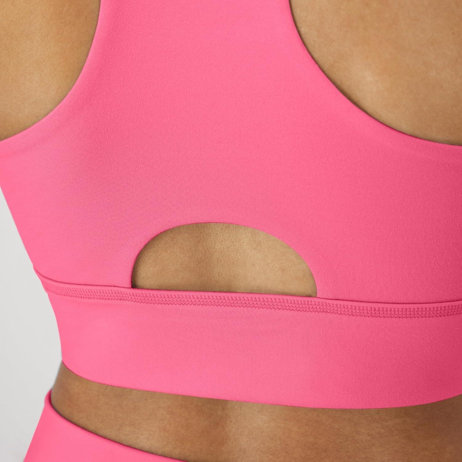 imageHanes Womens Sports Bra Moves Racerback Crop Top Yoga Bras for Women Stretch Sports Crop Top with Cutout WickingPink Pedestal