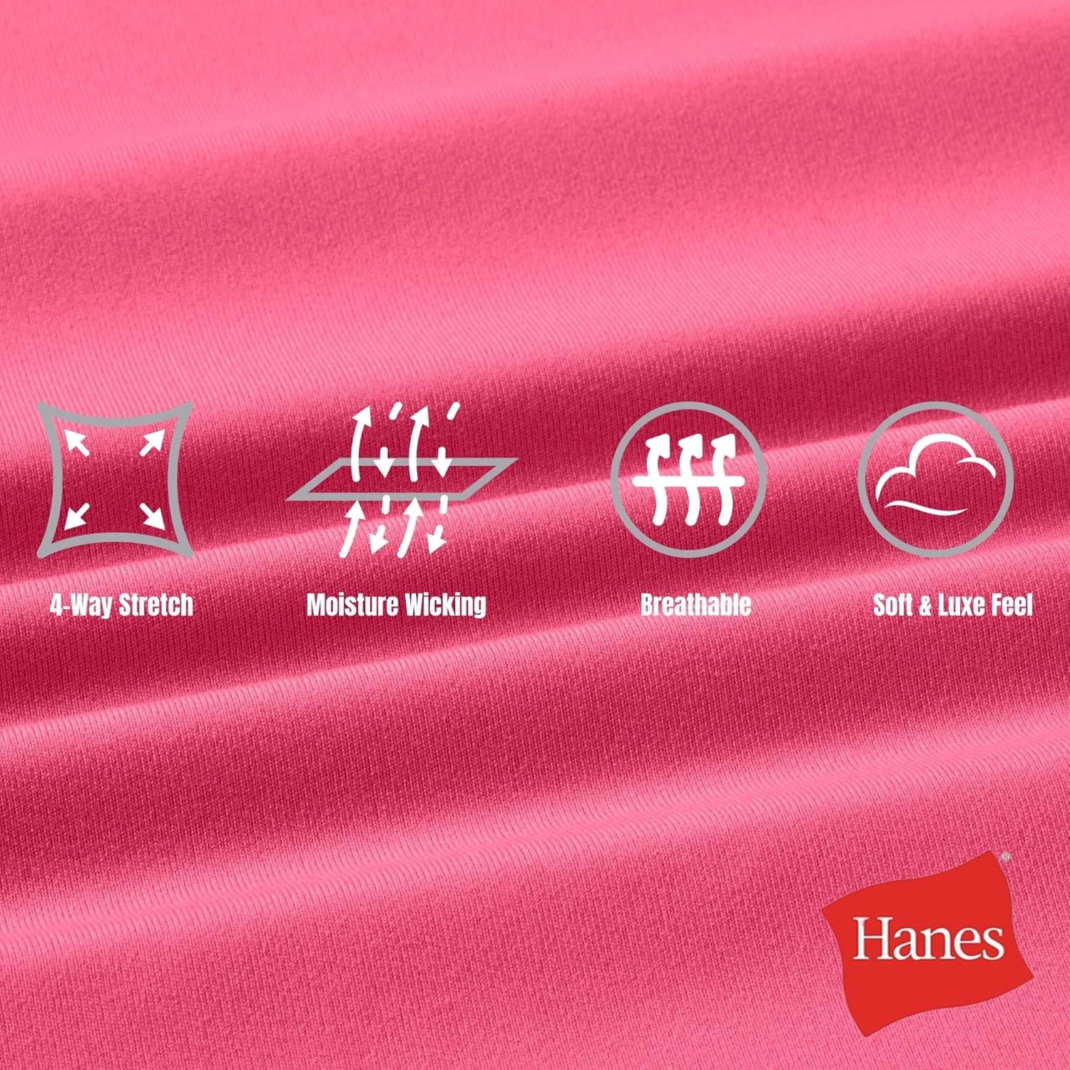 imageHanes Womens Sports Bra Moves Racerback Crop Top Yoga Bras for Women Stretch Sports Crop Top with Cutout WickingPink Pedestal