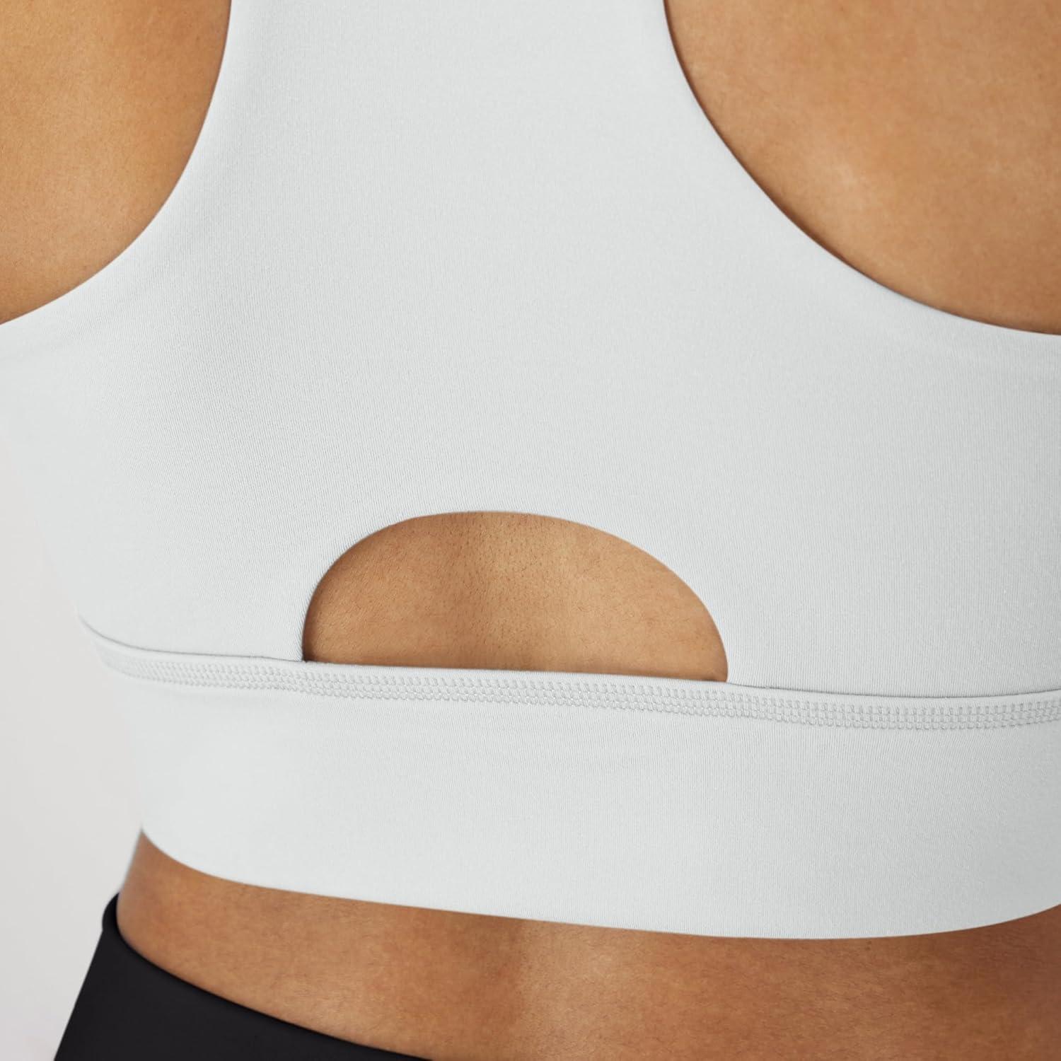 imageHanes Womens Sports Bra Moves Racerback Crop Top Yoga Bras for Women Stretch Sports Crop Top with Cutout WickingWhite