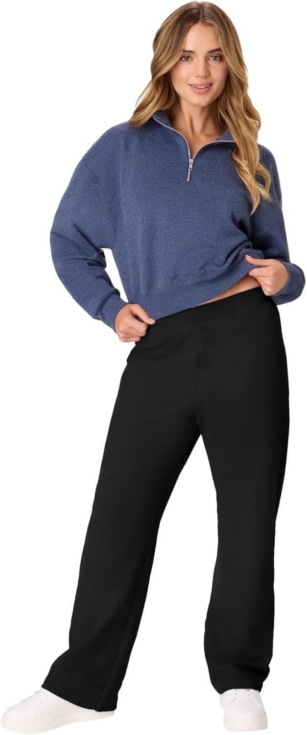 imageHanes Womens Sweatpants EcoSmart Fleece Pocketless OpenBottom Sweatpant Regular ampamp PetiteEbony