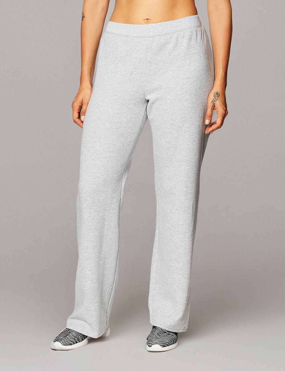 imageHanes Womens Sweatpants EcoSmart Fleece Pocketless OpenBottom Sweatpant Regular ampamp PetiteLight Steel