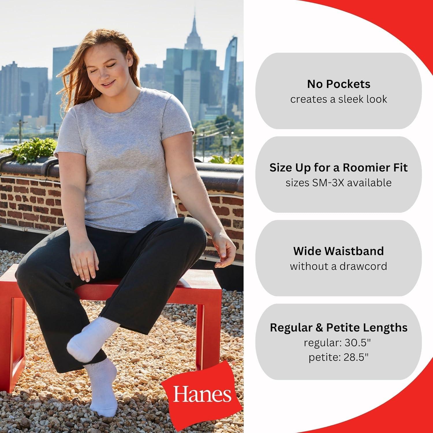 imageHanes Womens Sweatpants EcoSmart Fleece Pocketless OpenBottom Sweatpant Regular ampamp PetiteNavy Heather