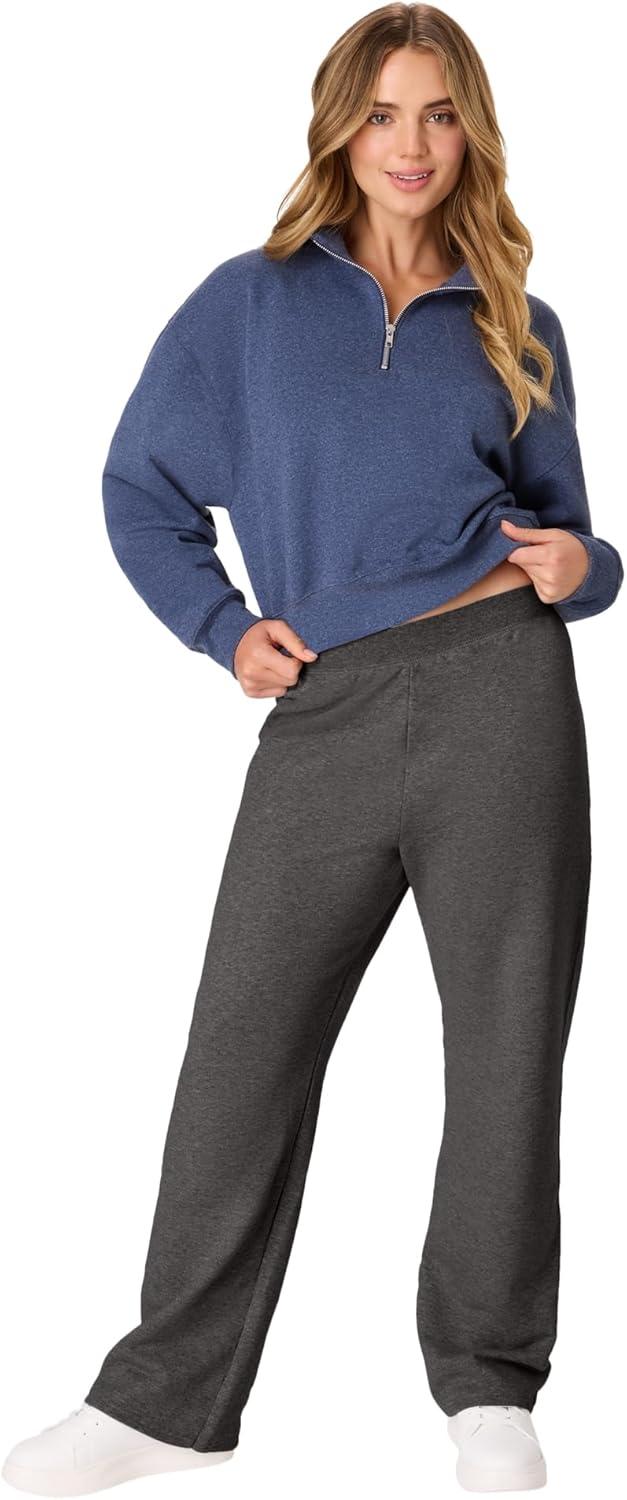 imageHanes Womens Sweatpants EcoSmart Fleece Pocketless OpenBottom Sweatpant Regular ampamp PetiteSlate Heather