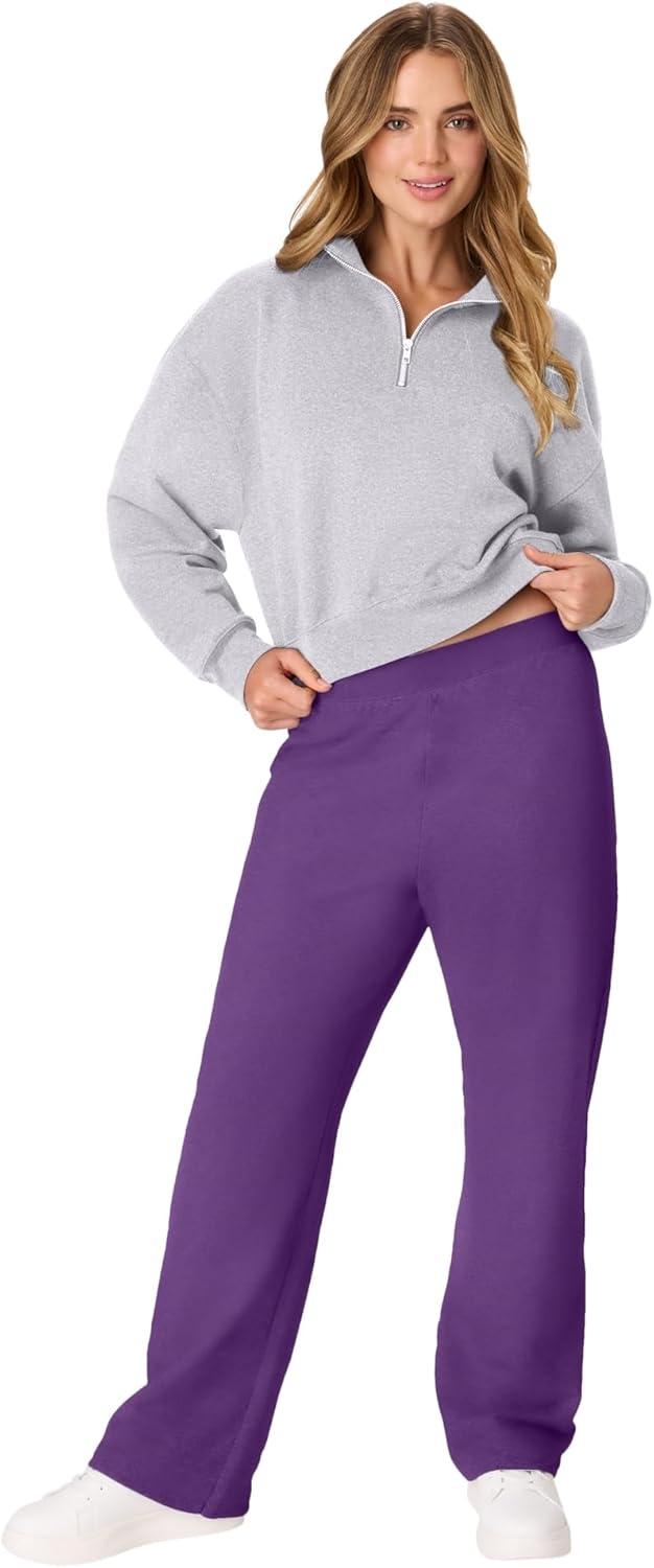 imageHanes Womens Sweatpants EcoSmart Fleece Pocketless OpenBottom Sweatpant Regular ampamp PetiteViolet Splendor Heather