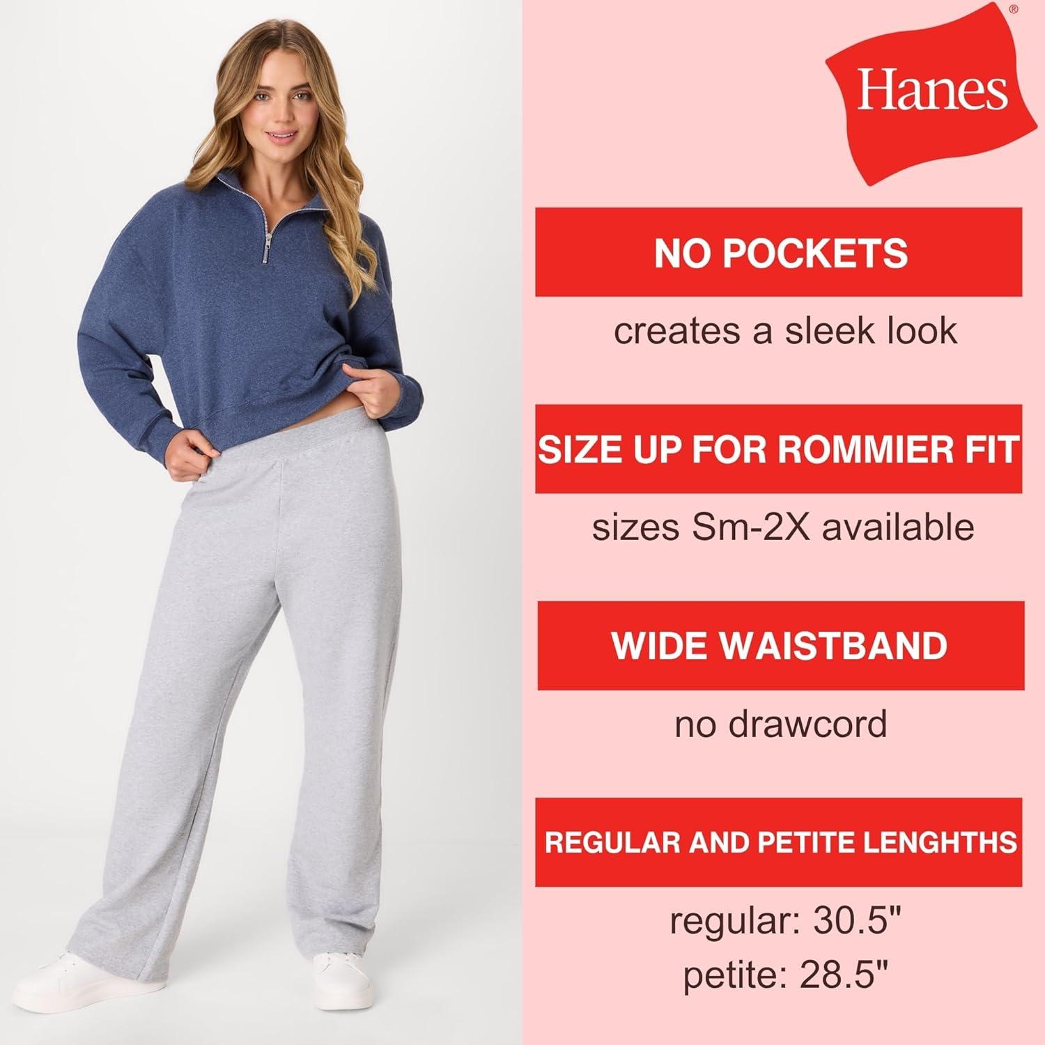 imageHanes Womens Sweatpants EcoSmart Fleece Pocketless OpenBottom Sweatpant Regular ampamp PetiteViolet Splendor Heather