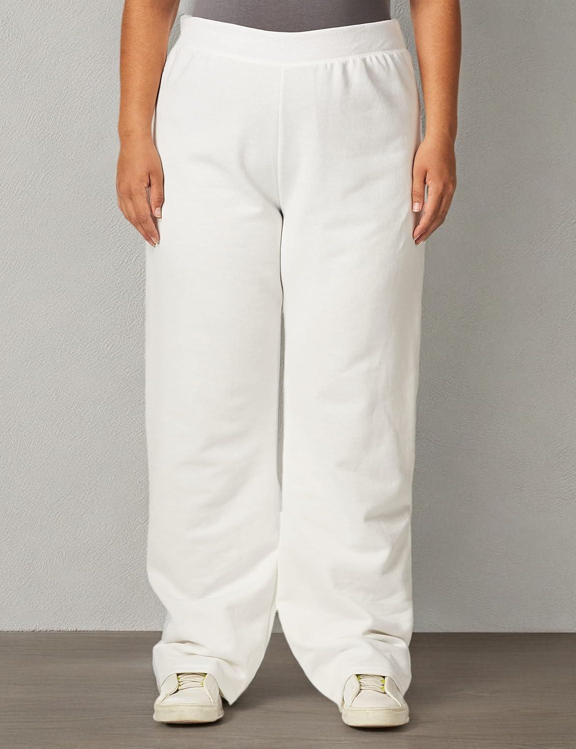 imageHanes Womens Sweatpants EcoSmart Fleece Pocketless OpenBottom Sweatpant Regular ampamp PetiteWhite