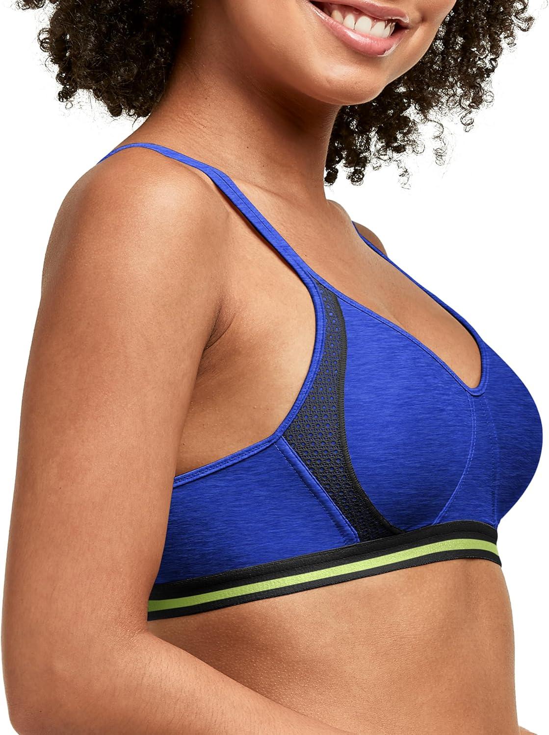 imageHanes Womens XTemp Wireless Bra Cooling Mesh TShirt Bra ComfortFlex Fit Wirefree BraClematis Blue HeatherBlack