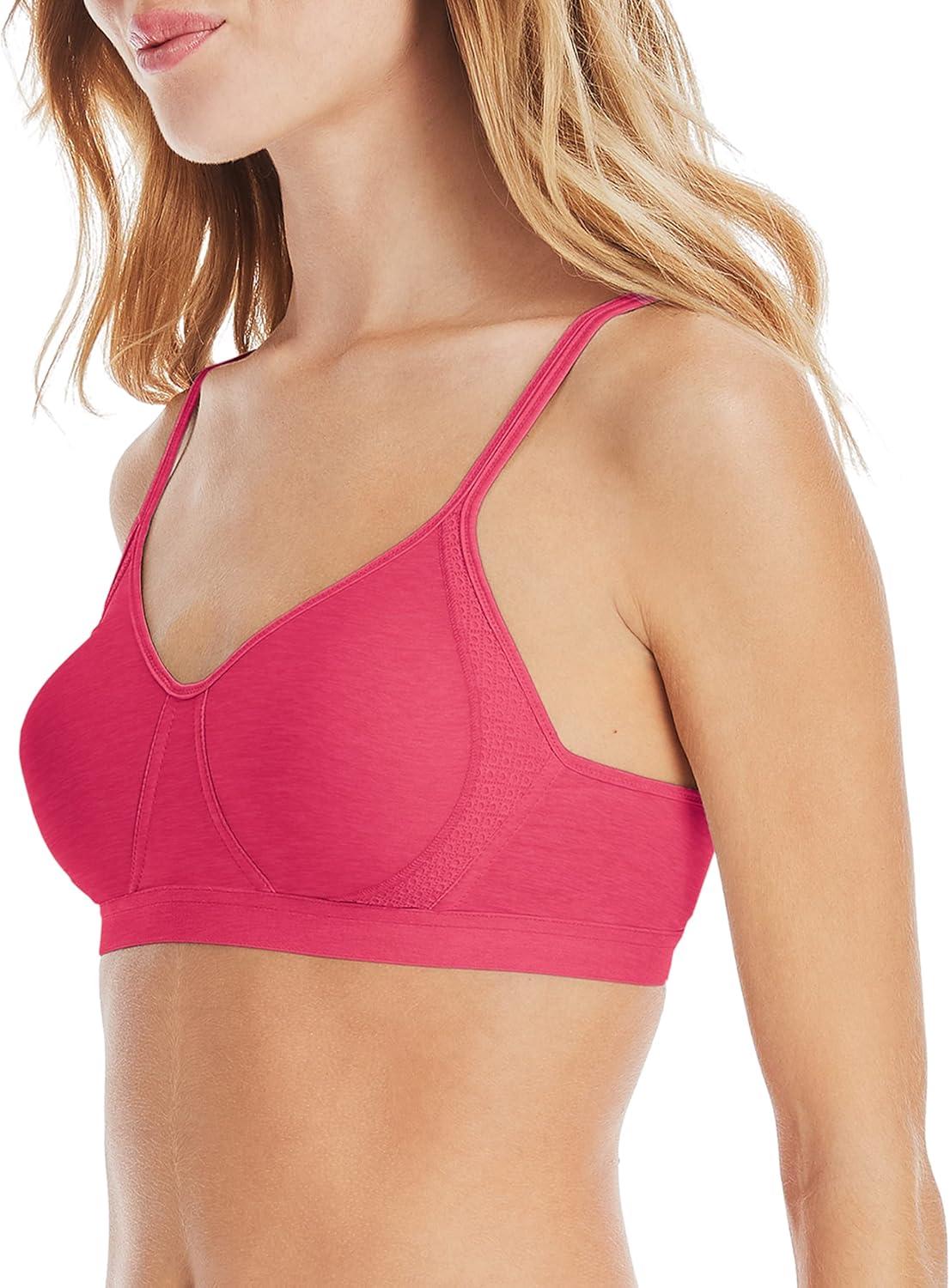 imageHanes Womens XTemp Wireless Bra Cooling Mesh TShirt Bra ComfortFlex Fit Wirefree BraRed Stone Heather