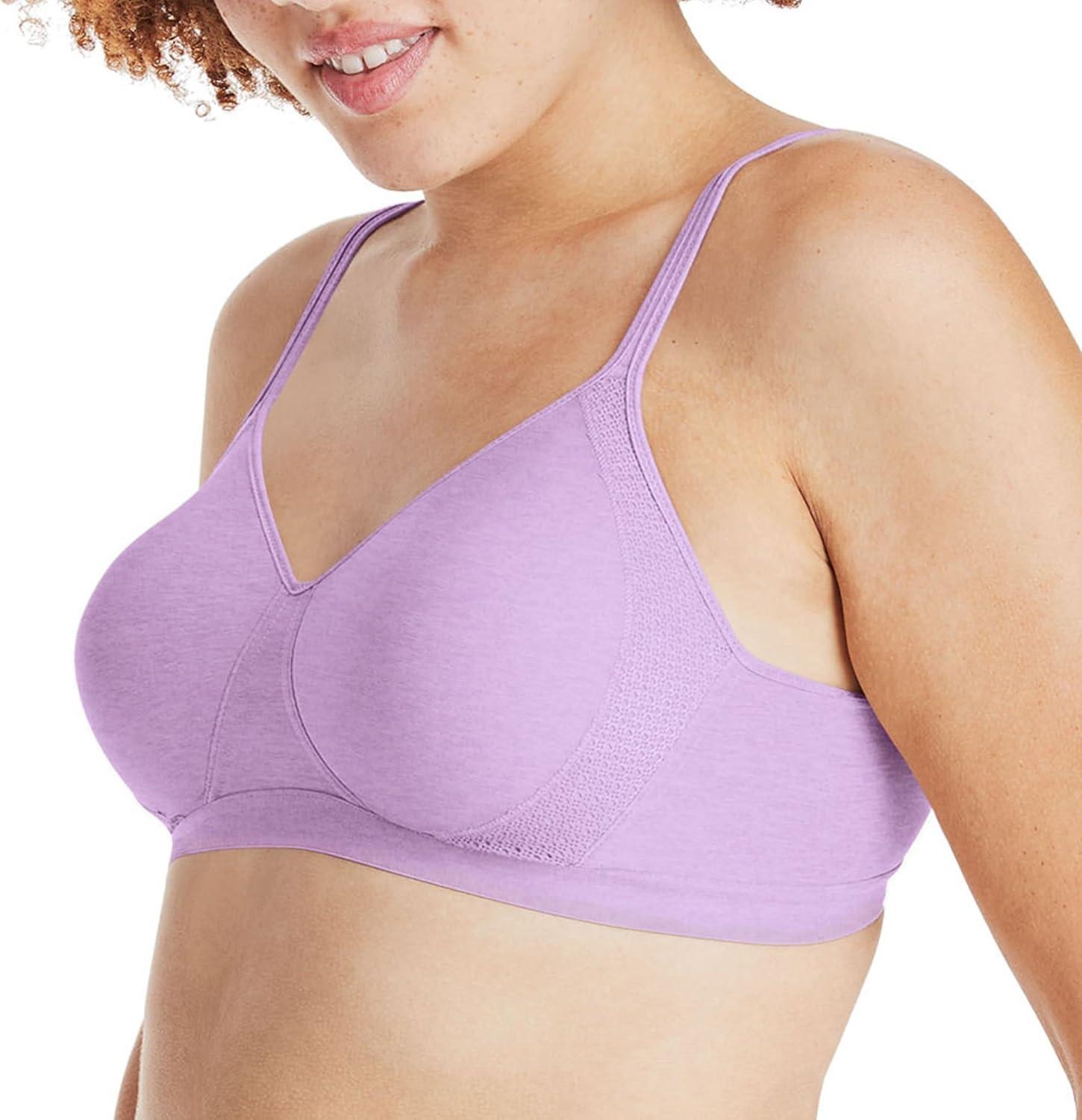 imageHanes Womens XTemp Wireless Bra Cooling Mesh TShirt Bra ComfortFlex Fit Wirefree BraTutu Violet Heather