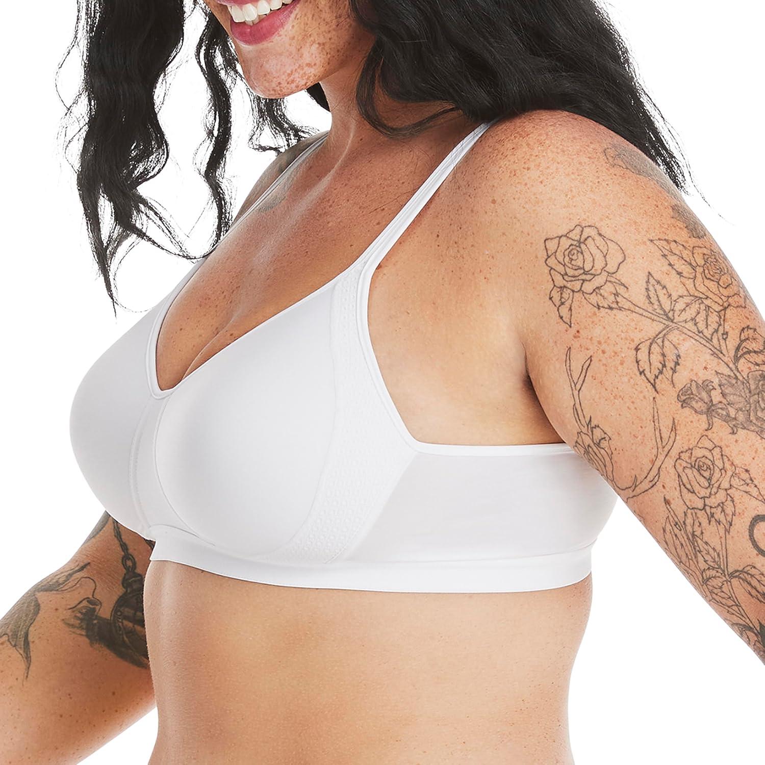 imageHanes Womens XTemp Wireless Bra Cooling Mesh TShirt Bra ComfortFlex Fit Wirefree BraWhite