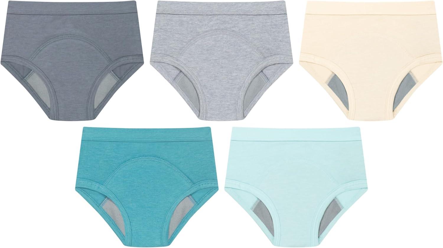 imageHanes babyboys Potty Training Underwear Brief 5 Pairs Heavy Absorbency Toddler Boys Cotton Training UnderwearSeafoamBeigeGrey