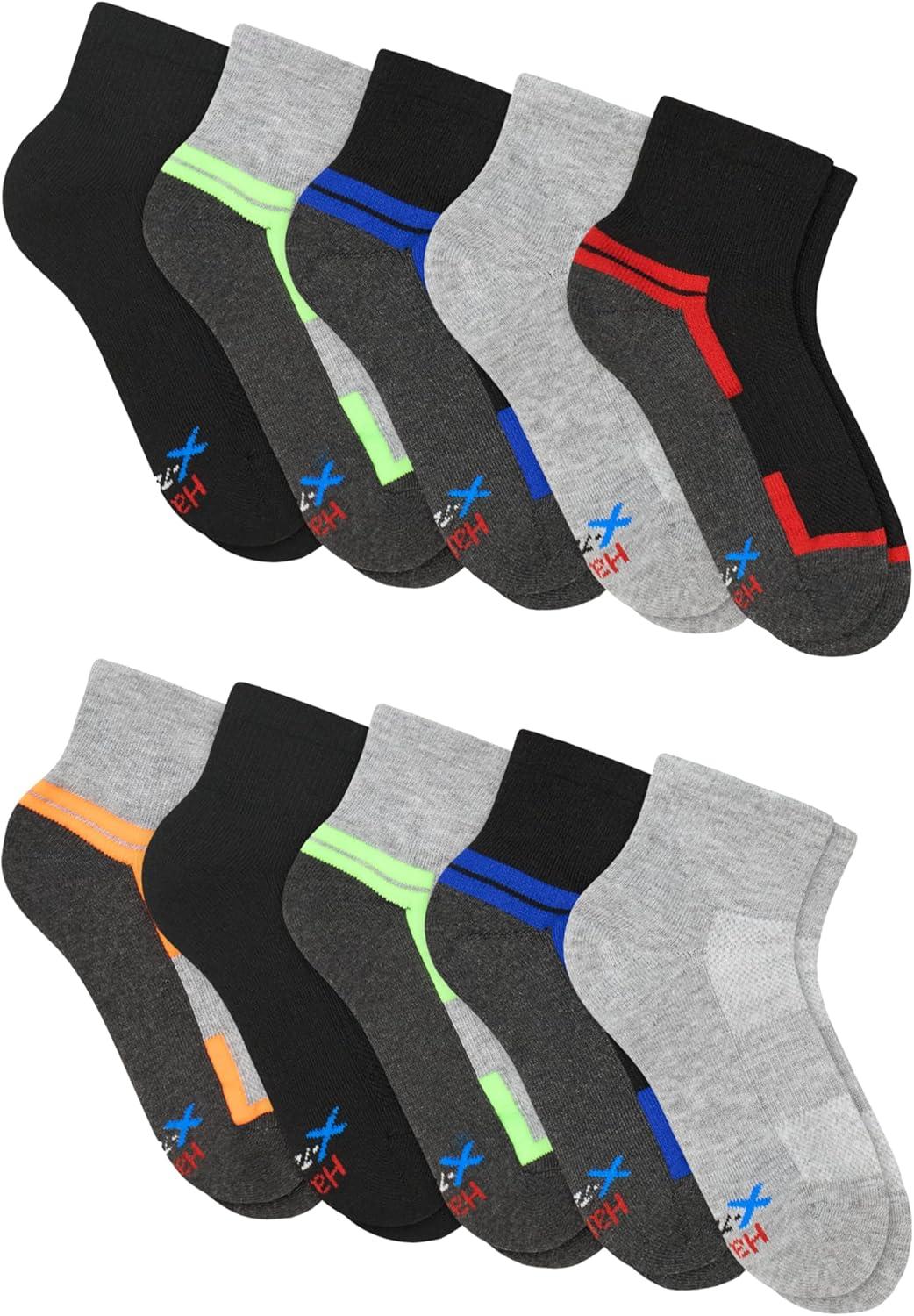 imageHanes boys Moves Socks Breathable Mesh Performance Socks Crew Ankle ampamp No Show Moisturewicking 10packAnkle Grey