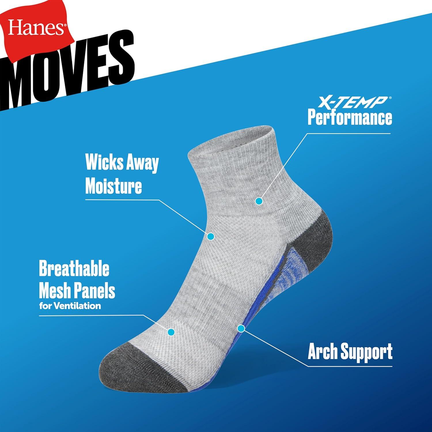 imageHanes boys Moves Socks Breathable Mesh Performance Socks Crew Ankle ampamp No Show Moisturewicking 10packAnkle Grey