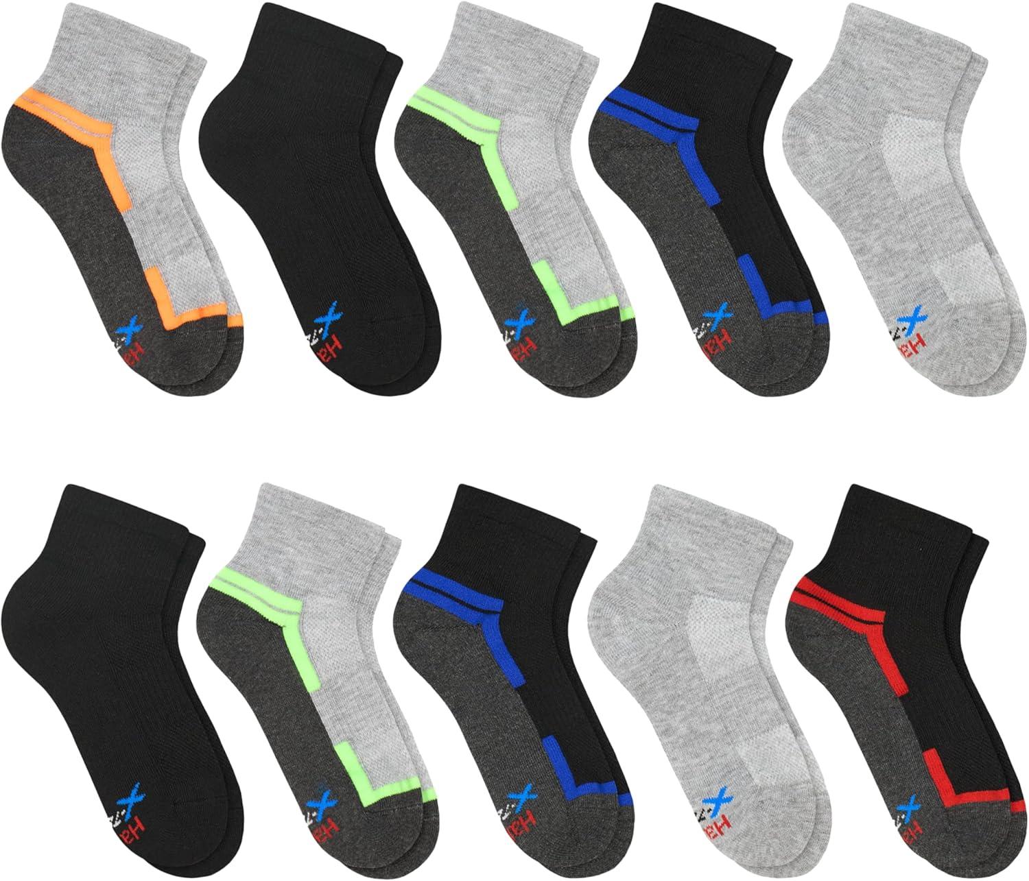 imageHanes boys Moves Socks Breathable Mesh Performance Socks Crew Ankle ampamp No Show Moisturewicking 10packAnkle GreyBlack