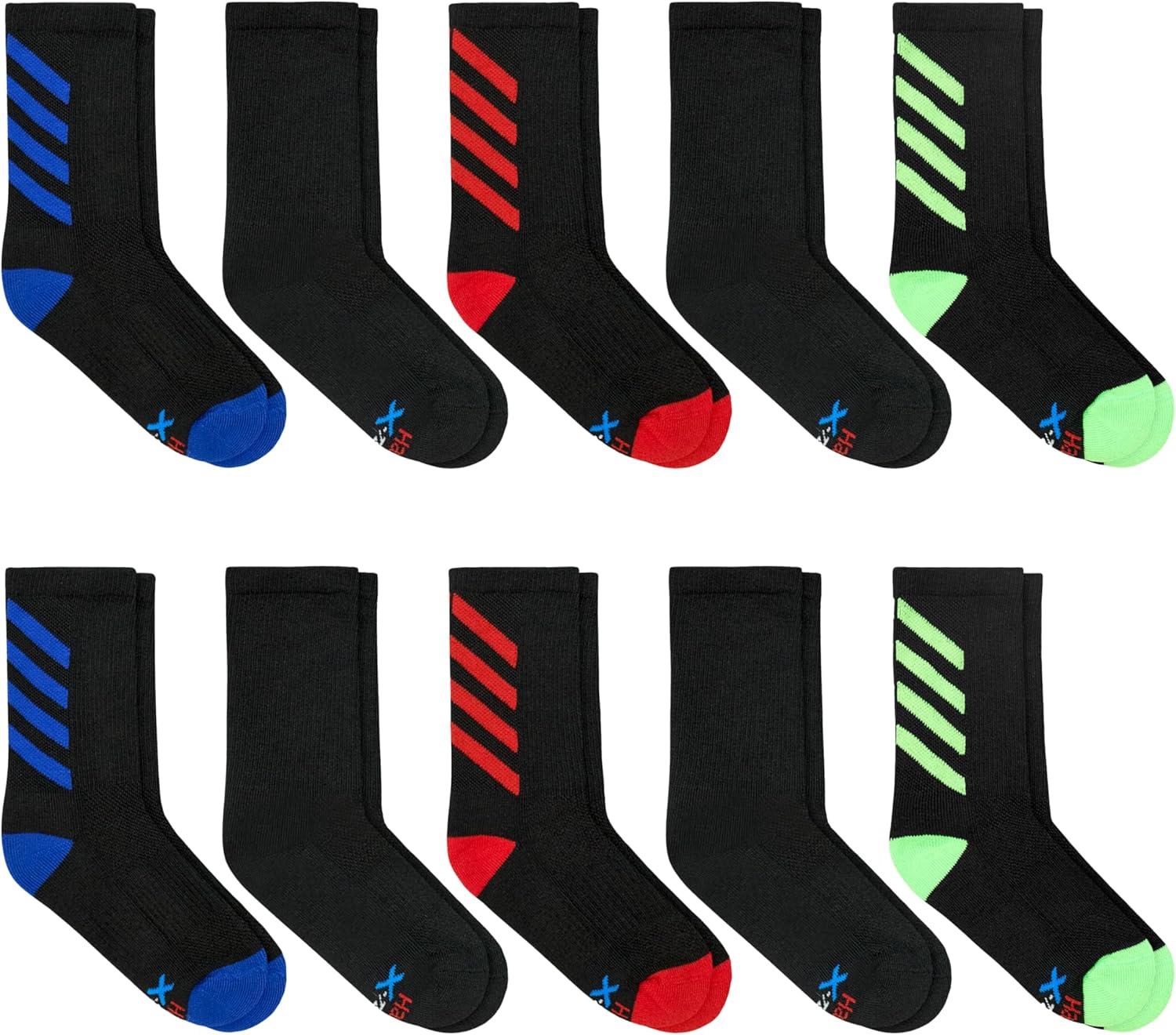 imageHanes boys Moves Socks Breathable Mesh Performance Socks Crew Ankle ampamp No Show Moisturewicking 10packCrew Black