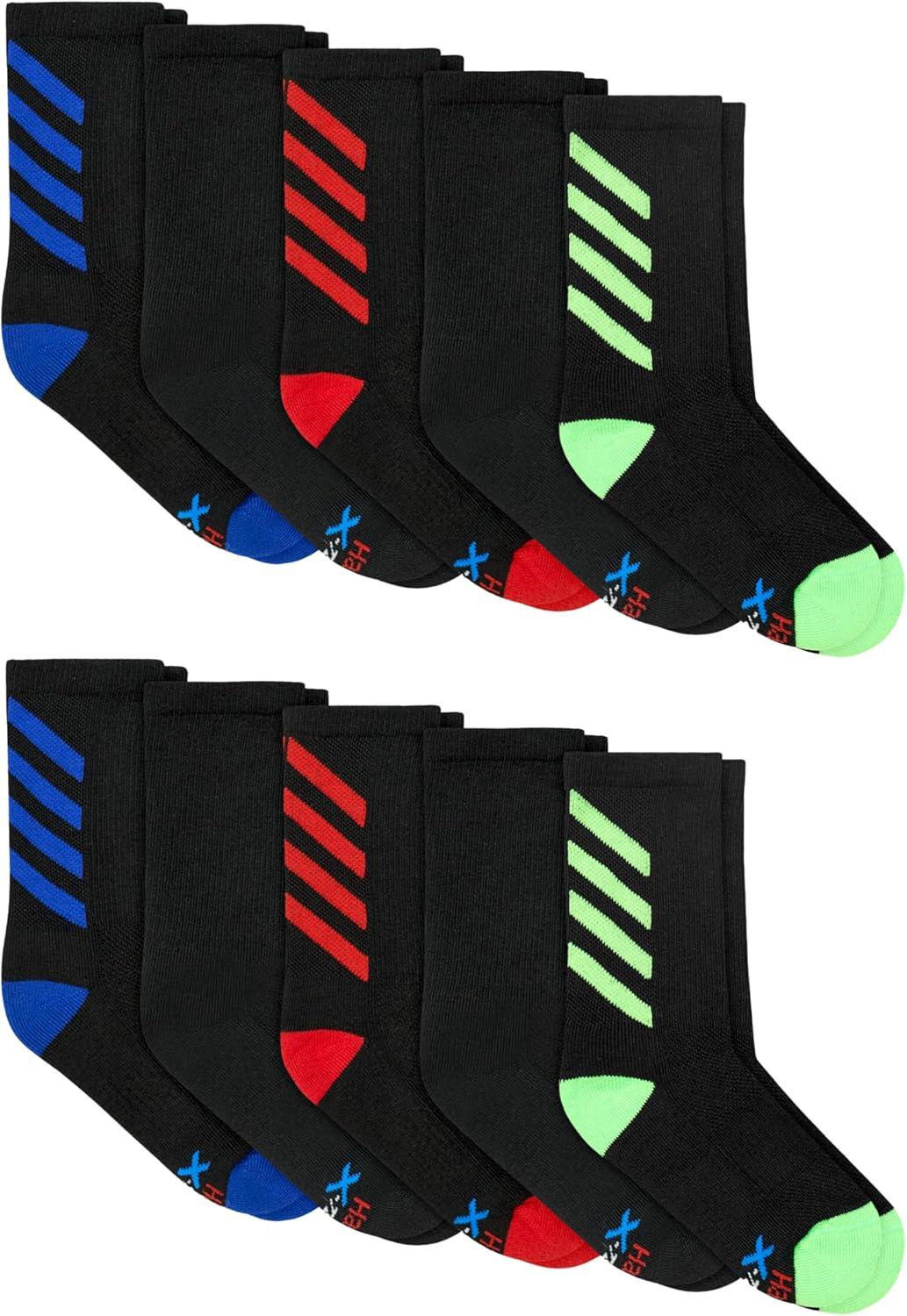 imageHanes boys Moves Socks Breathable Mesh Performance Socks Crew Ankle ampamp No Show Moisturewicking 10packCrew Black