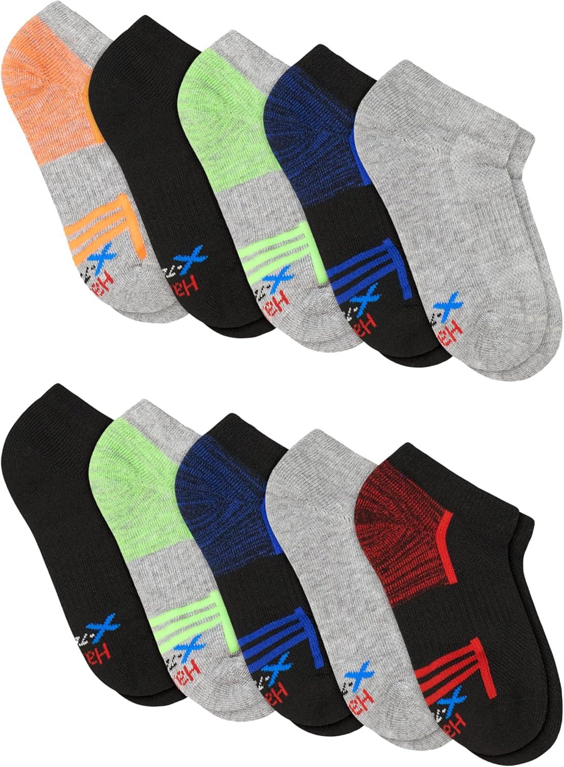 imageHanes boys Moves Socks Breathable Mesh Performance Socks Crew Ankle ampamp No Show Moisturewicking 10packNo Show GreyBlack