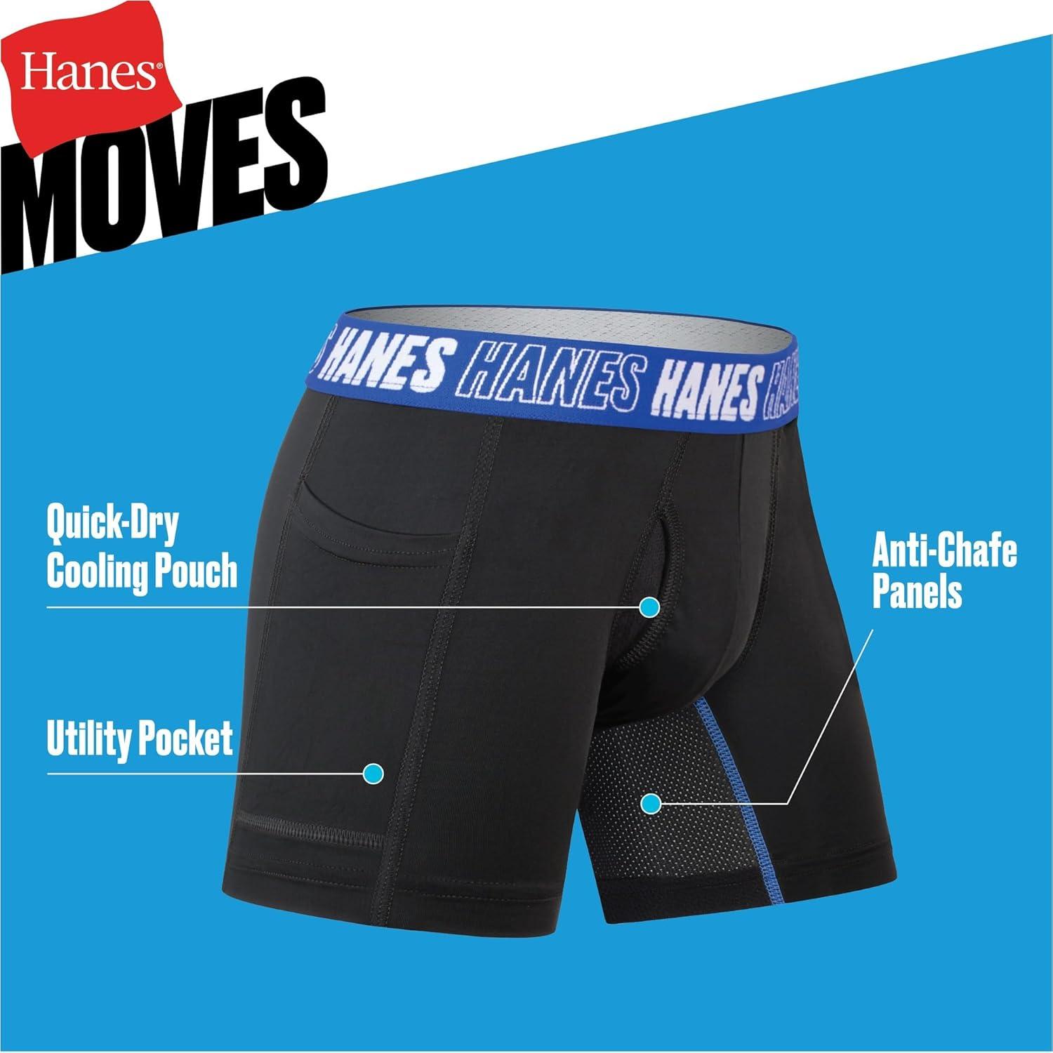 imageHanes boys Moves Underwear Antichafe Boxer Briefs for Boys 6packBlack Regular Leg
