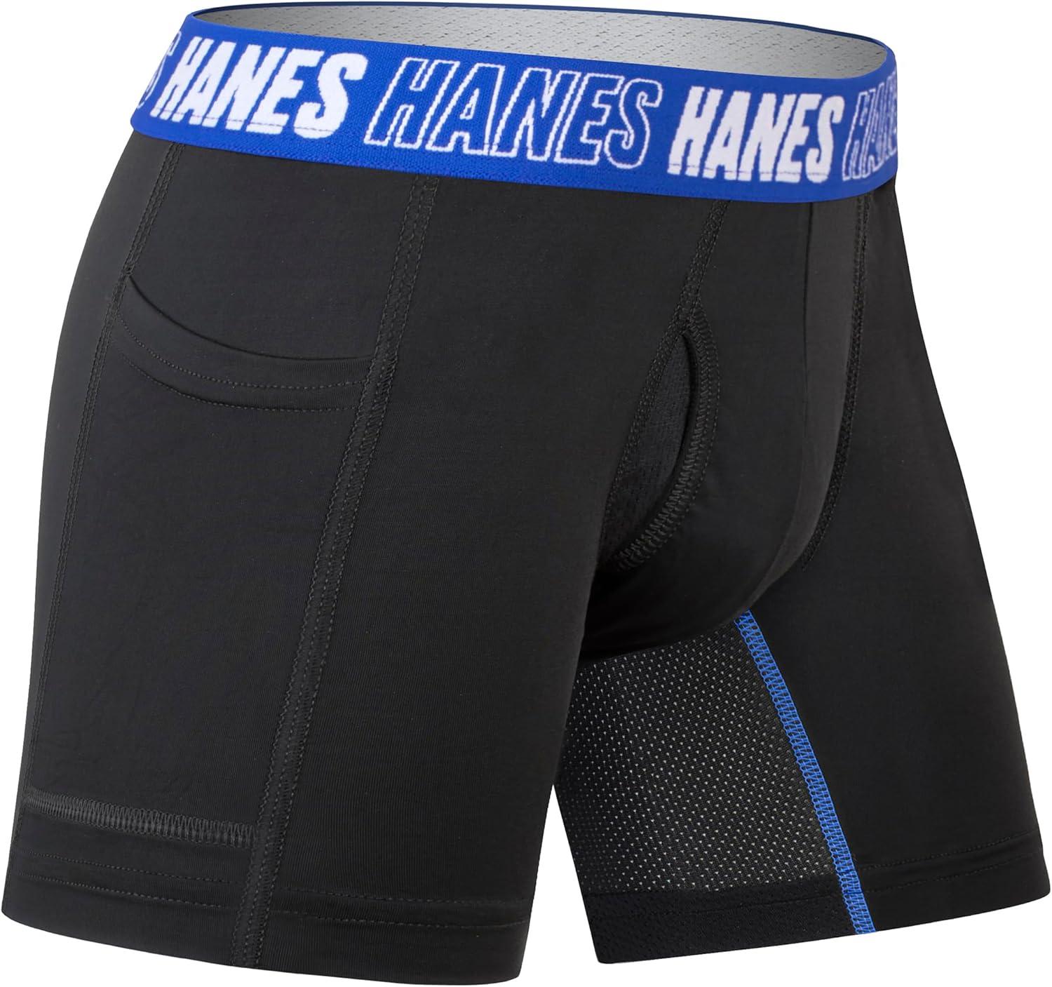imageHanes boys Moves Underwear Antichafe Boxer Briefs for Boys 6packBlack Regular Leg