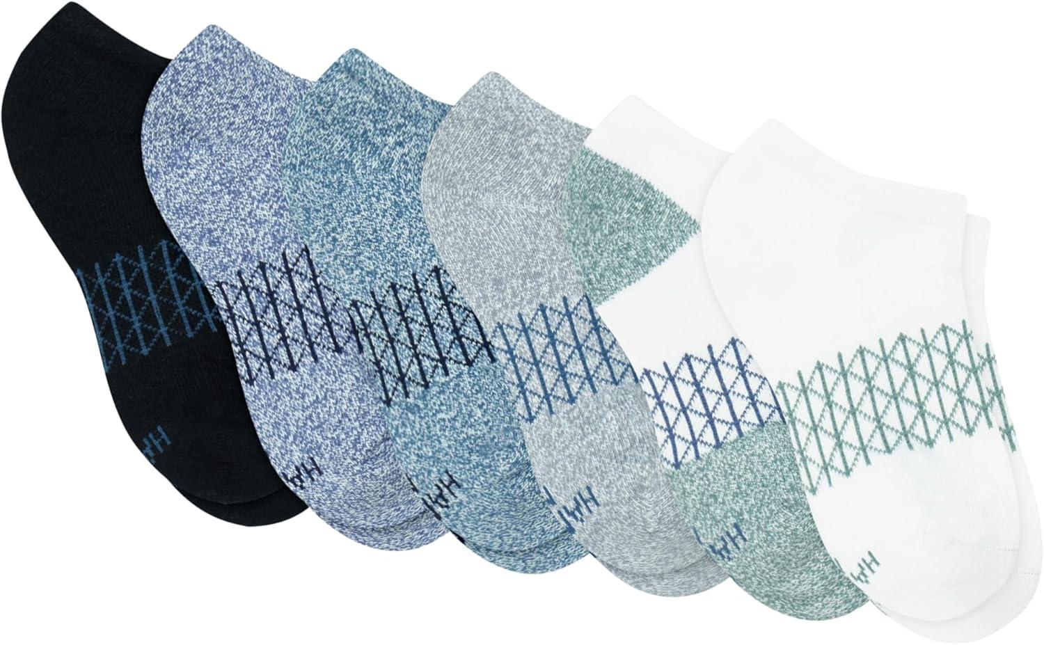 imageHanes boys No Show Socks Pack 6 Pairs Absolute Active Cushioned Noshow Socks for Boys Heel ShieldBlackGreyWhite