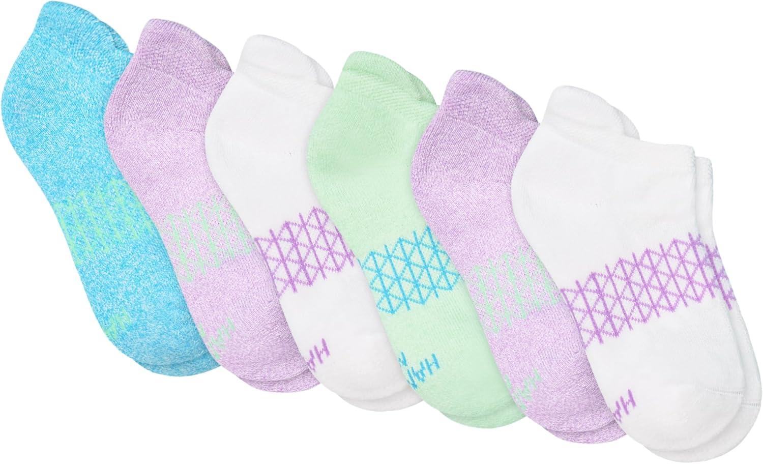 imageHanes girls Cushioned Crew Socks Absolute Active Crew Socks for Girls Moisturewicking 6pairsCrew WhiteBlue