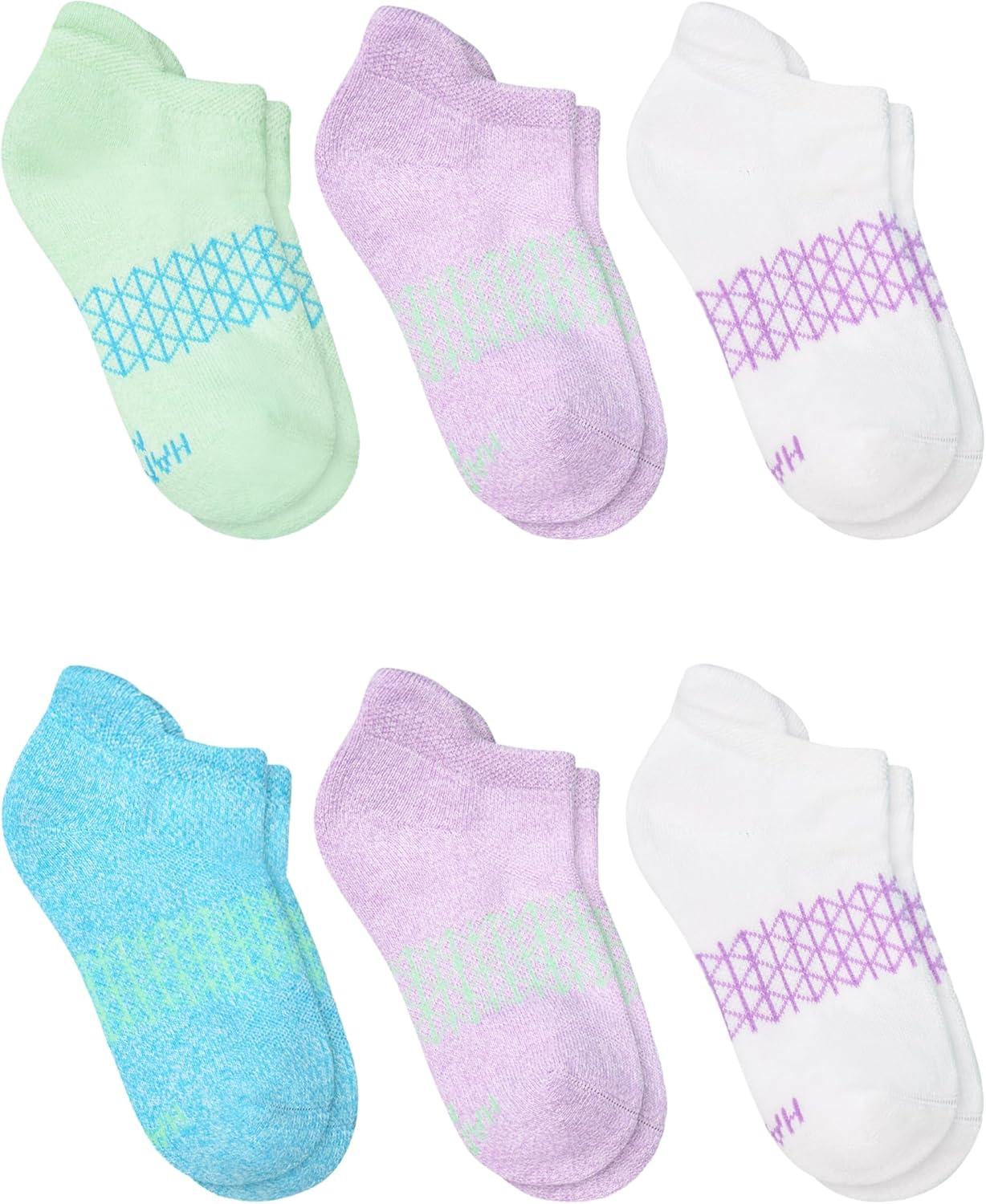 imageHanes girls Cushioned Crew Socks Absolute Active Crew Socks for Girls Moisturewicking 6pairsCrew WhiteBlue