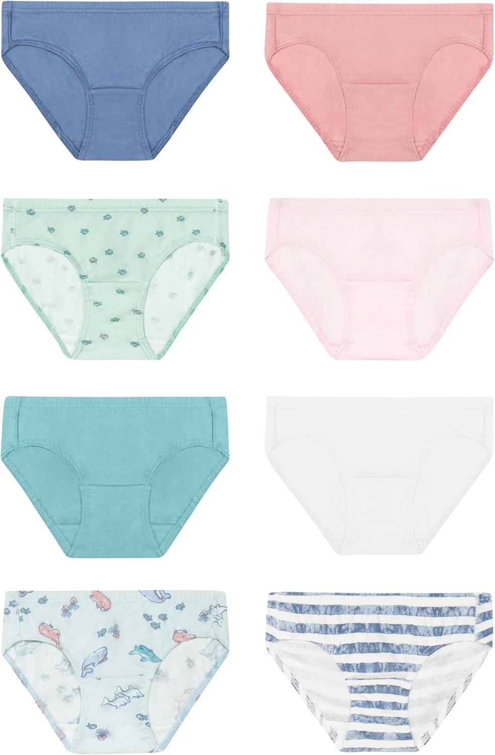 imageHanes girls Organic Underwear Brief ampamp Hipster Toddler ampamp Girl Sizes Pure Comfort Organic 100 Cotton Panties 8packBlueStripesPinkWhite