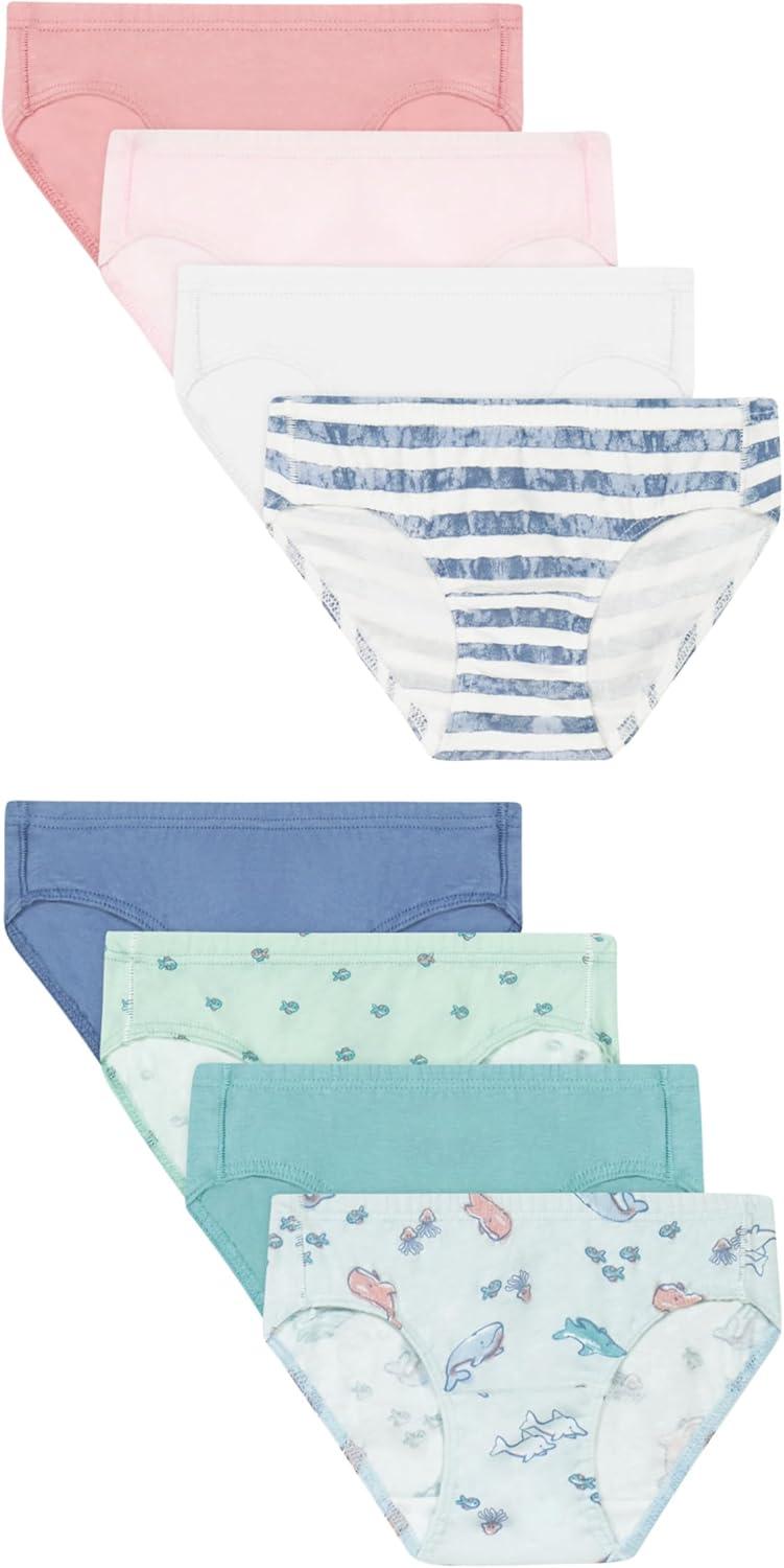 imageHanes girls Organic Underwear Brief ampamp Hipster Toddler ampamp Girl Sizes Pure Comfort Organic 100 Cotton Panties 8packBlueStripesPinkWhite