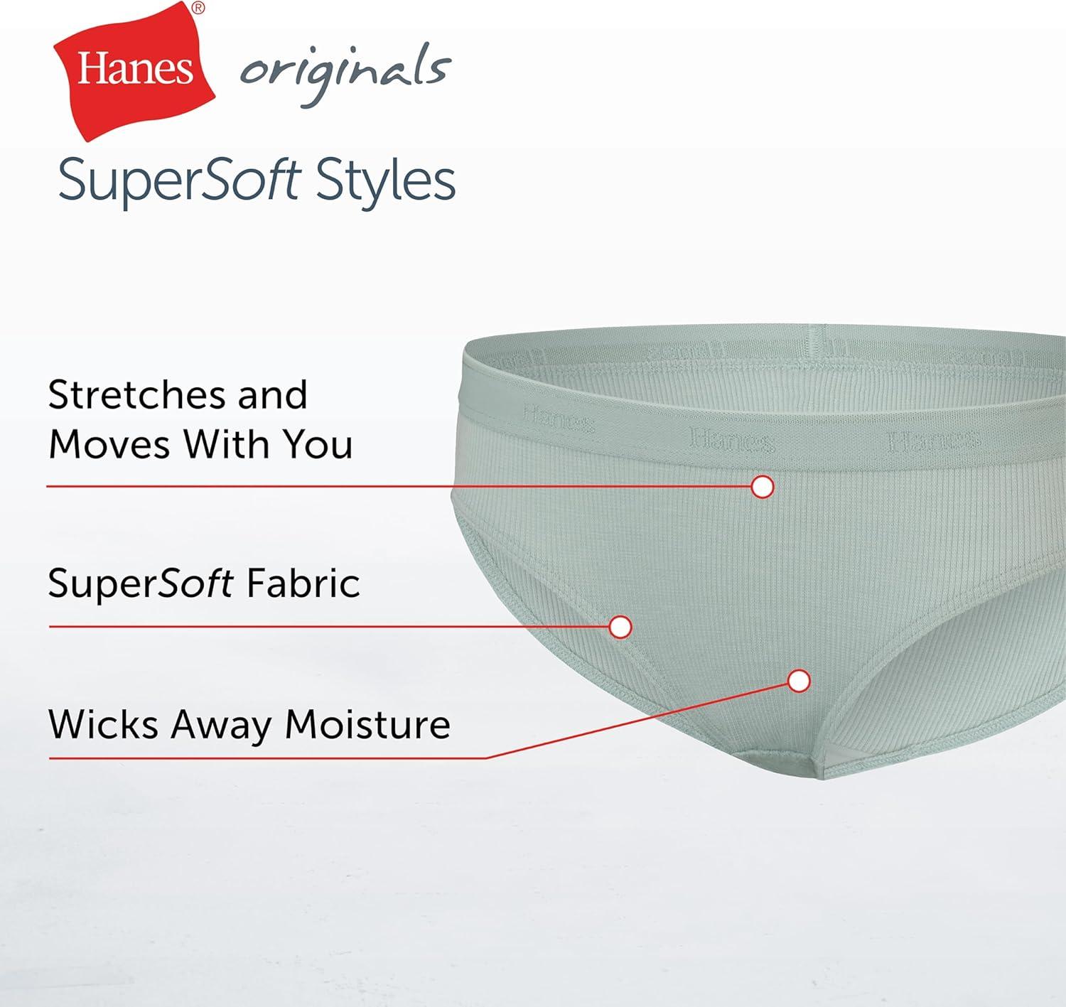 imageHanes girls Originals Supersoft Bikini Underwear Modal Rib Panties for Girls 6packBikini BlueRoseWhite 6pack