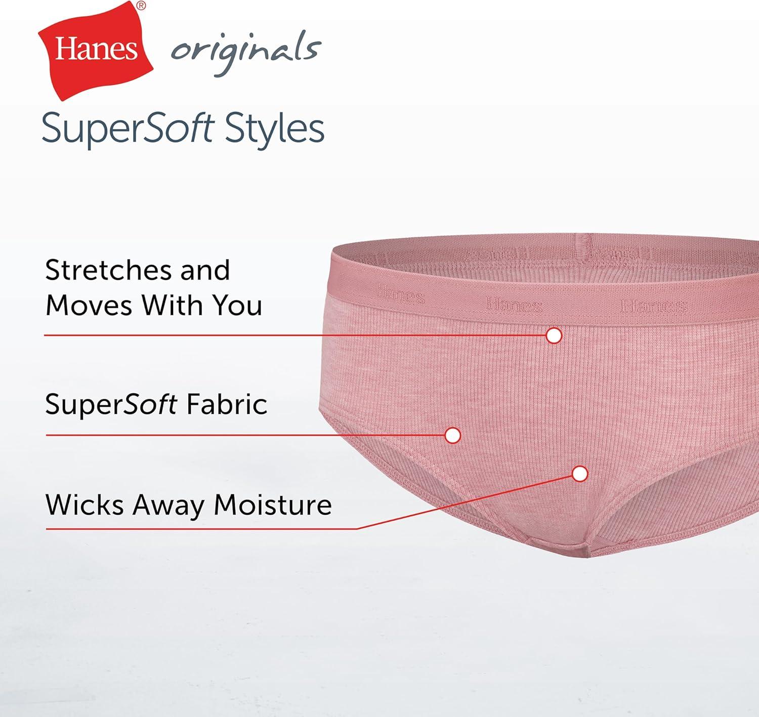 imageHanes girls Originals Supersoft Bikini Underwear Modal Rib Panties for Girls 6packHipster BlueRoseWhite 6pack