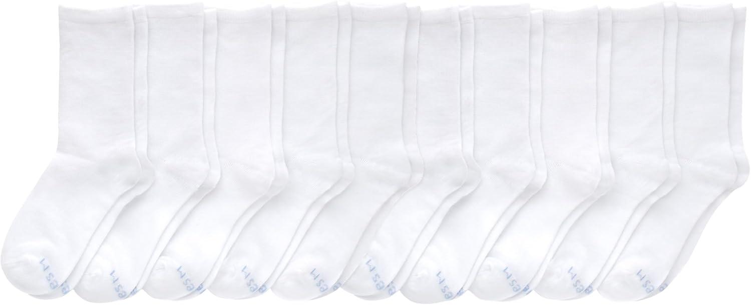 imageHanes girls Uniform Crew Socks Plain White Crew Socks Knit Crew Socks for Girls 10pairsWhite 10 Pair