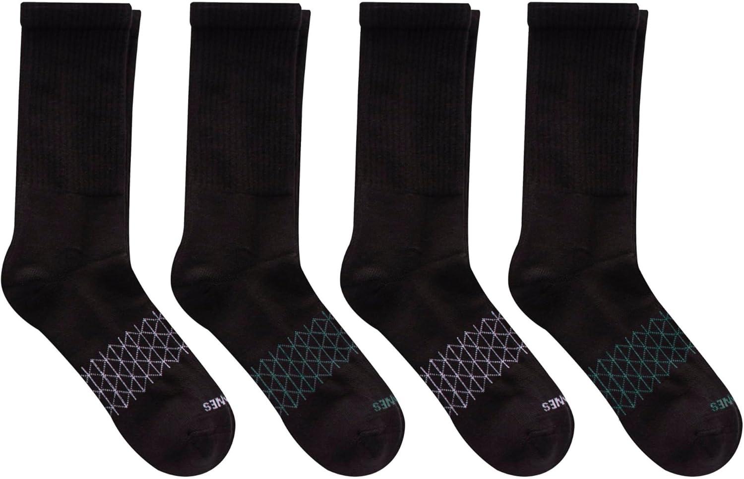 imageHanes mens Absolute Active Cushioned Crew Socks Moisture Wicking Socks Seamless Toe 4packBlack