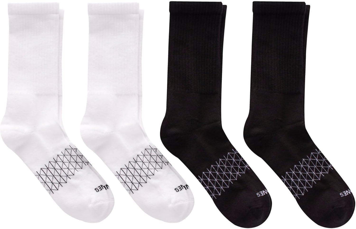 imageHanes mens Absolute Active Cushioned Crew Socks Moisture Wicking Socks Seamless Toe 4packWhiteBlack